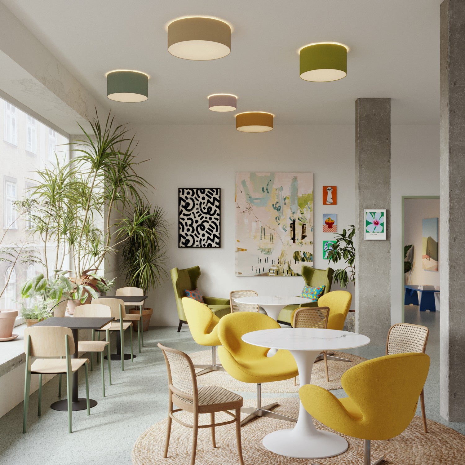 Plafoniera in tessuto Medium - Made in Italy - Lana Sabbia