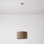 Lampada a sospensione con paralume in tessuto Cilindro Small - Made in Italy - Lana Marrone No