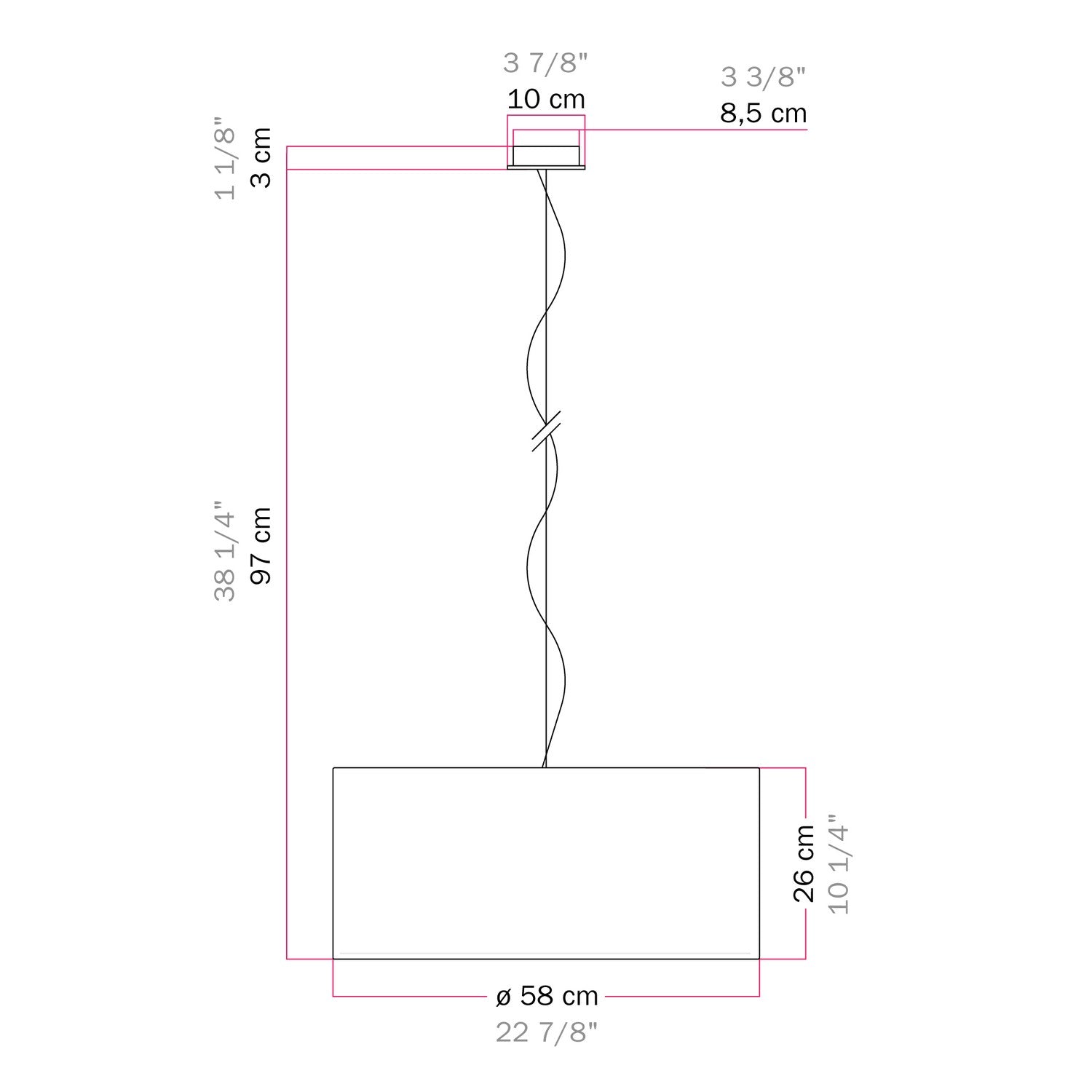 Lampada a sospensione con paralume in tessuto Cilindro Large - Made in Italy - Juta Naturale Si