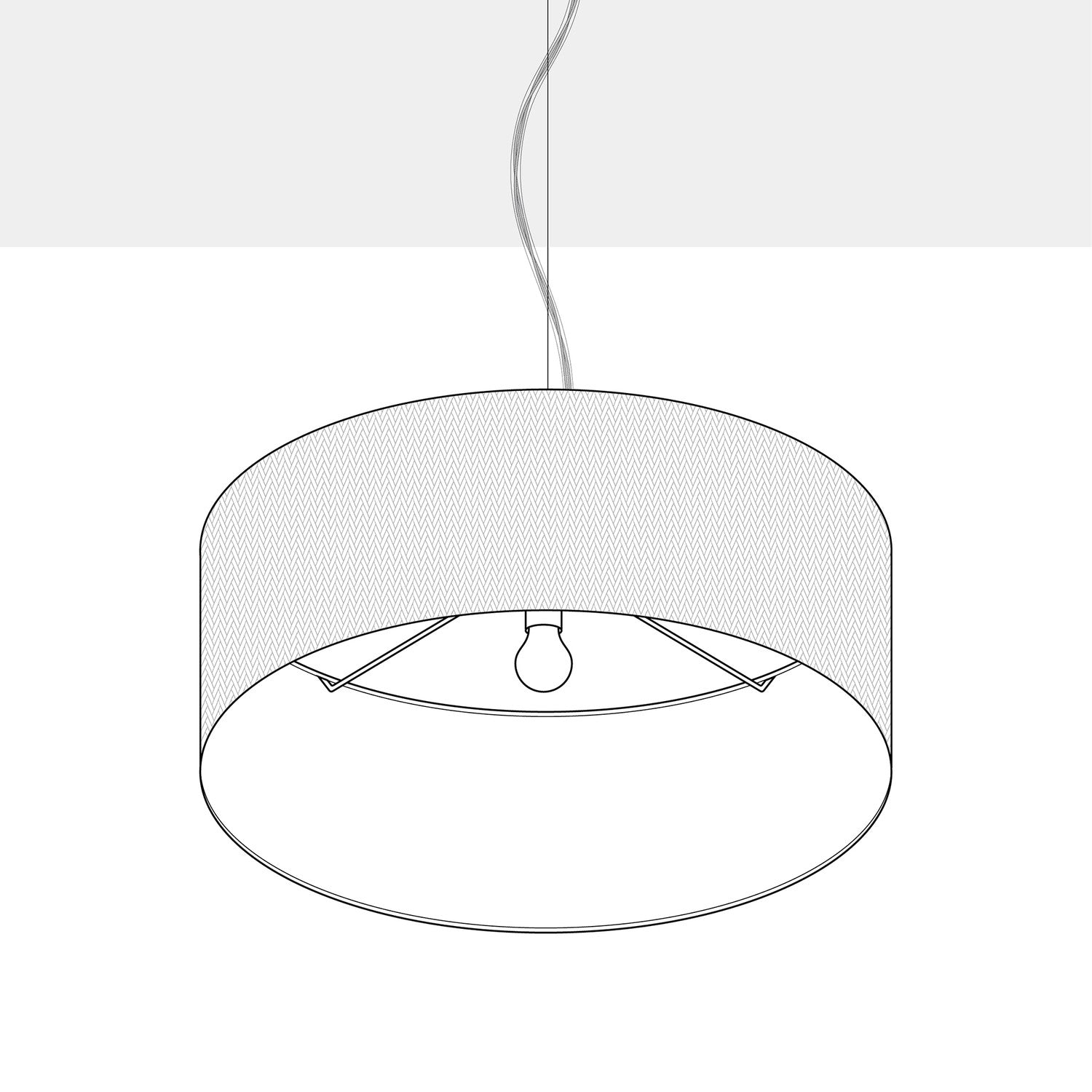 Lampada a sospensione con paralume in tessuto Cilindro Large - Made in Italy - Lana Senape No