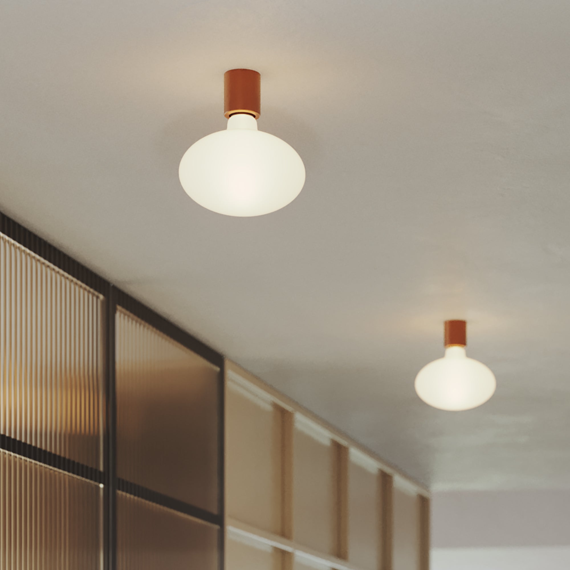 Vägglampa i metall med LED-lampa Ellipse med porslinseffekt - Satin-koppar