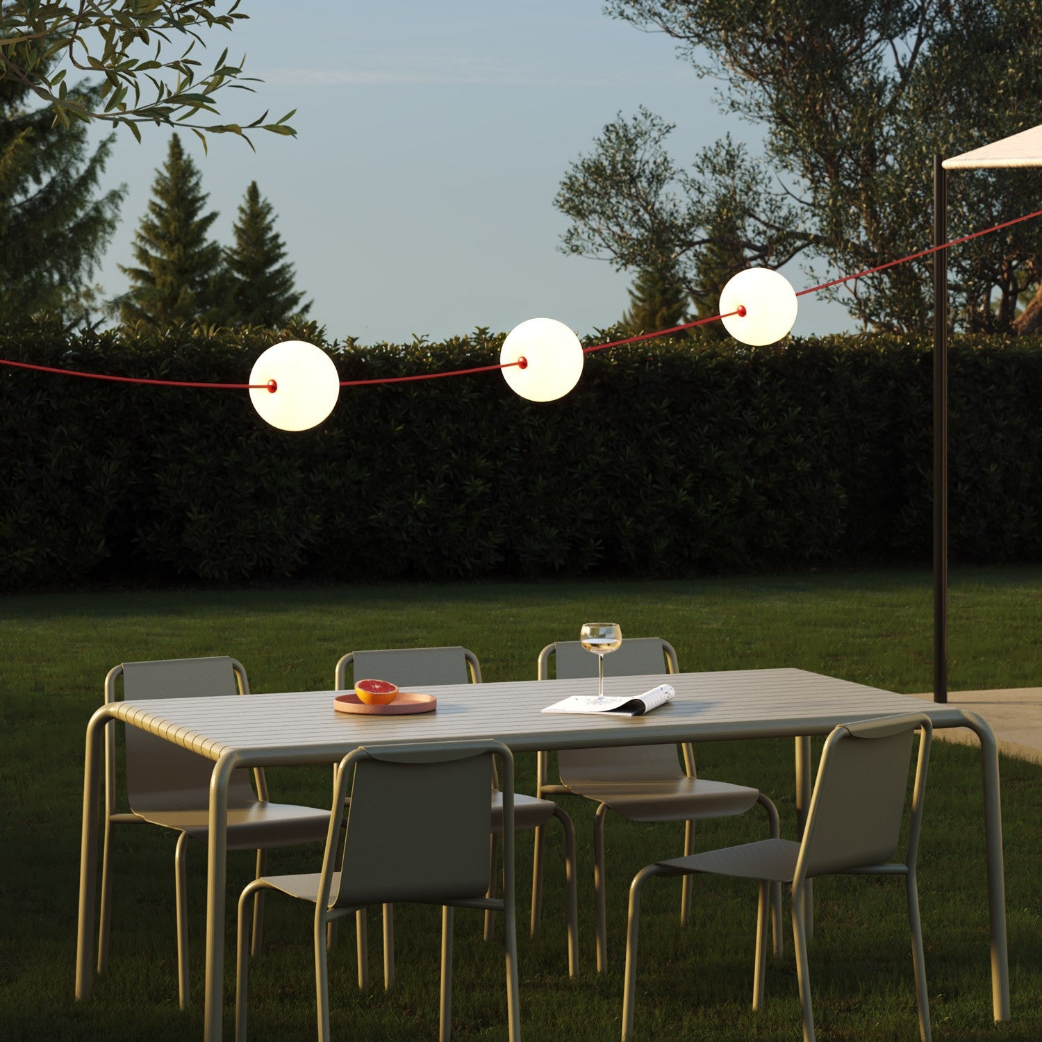 Catena luminosa 3 punti luce da esterno IP67 Rosso Stella Marina - Marina3 Cherry 70 cm