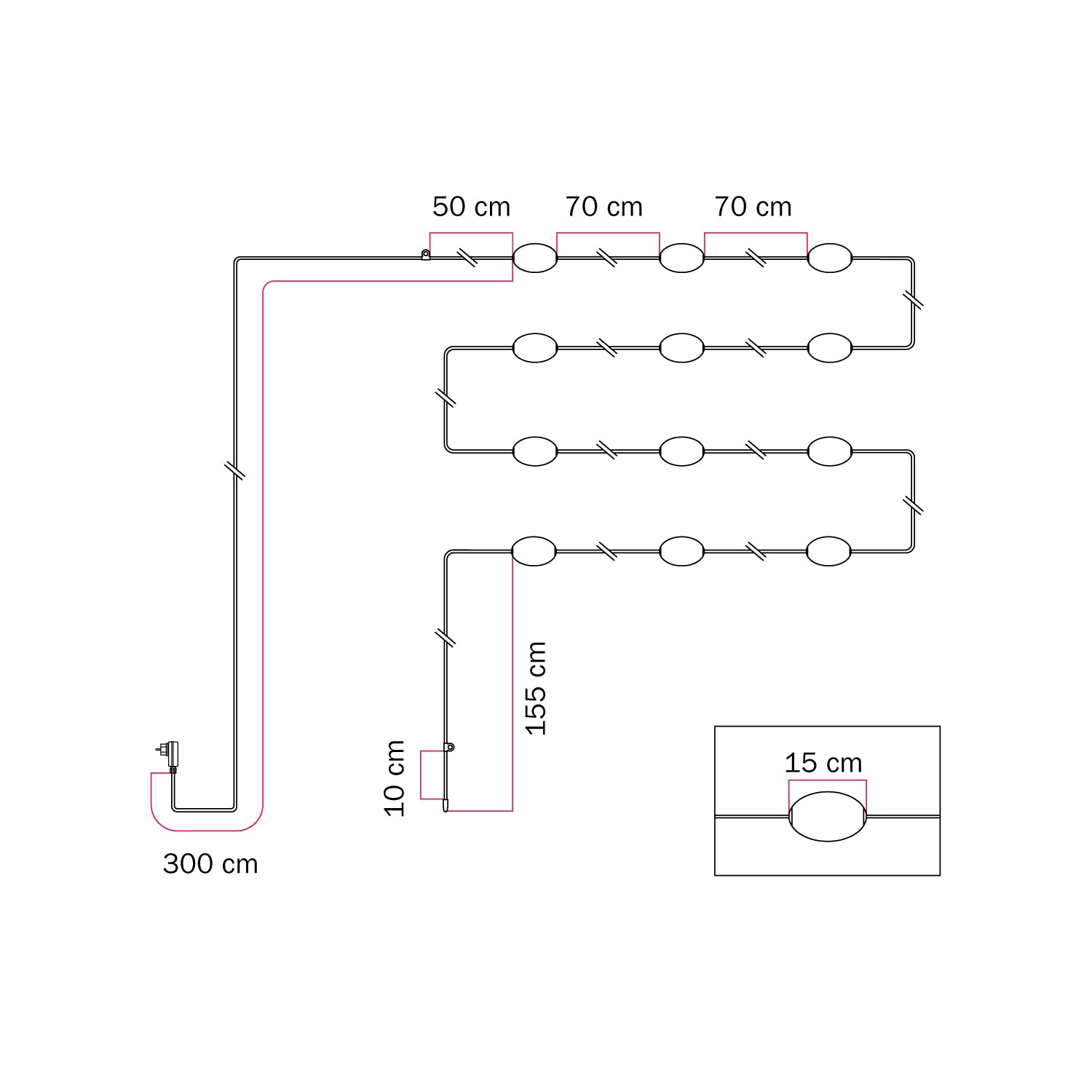 Ljusslinga med 12 ljuspunkter för utomhusbruk IP67 Olivgrön - Marina12