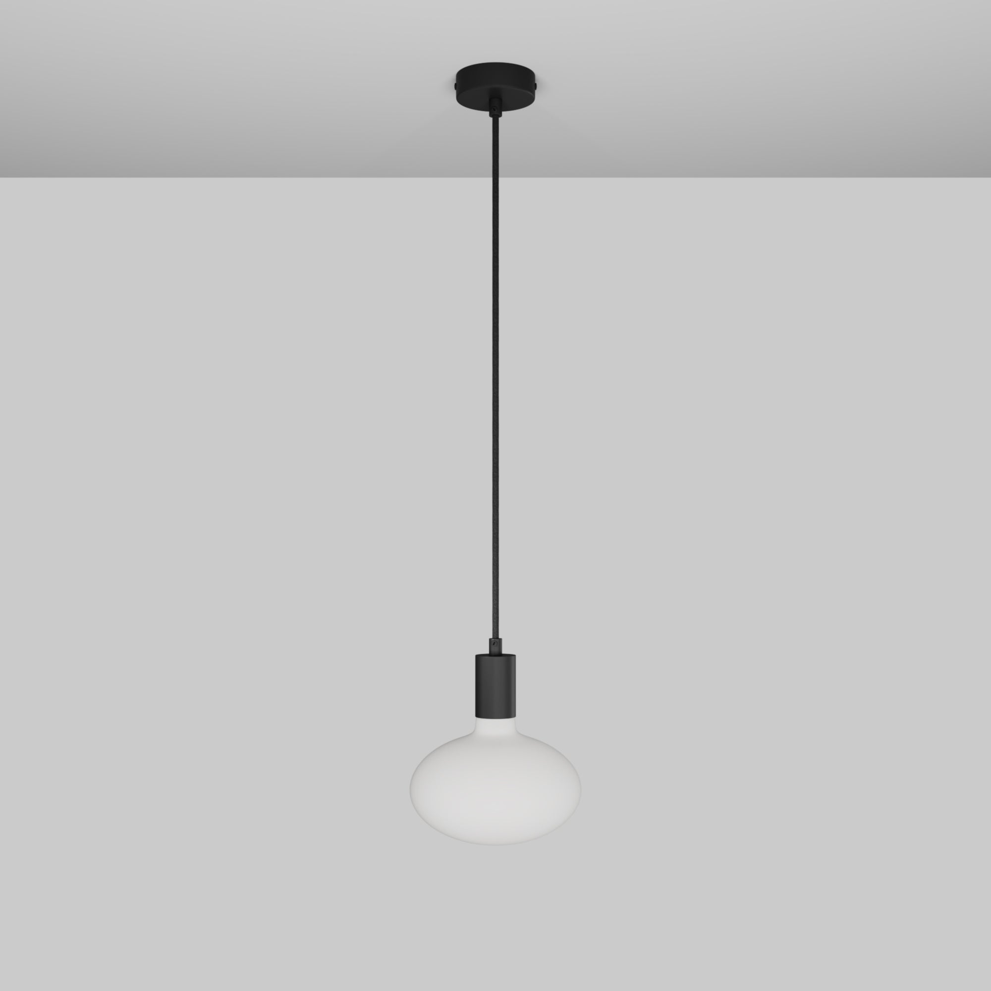 Hänglampa med LED-lampa Ellipse med porseleffekt - Svart matt