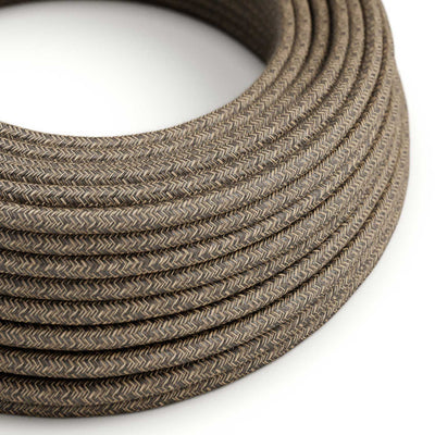 UV-beständig textilsladd för utomhusbruk, rund, klädd i naturligt linne Brun SN04 - kompatibel med Eiva Outdoor IP65