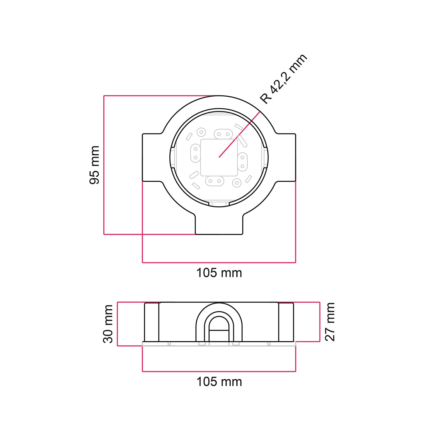 Base in porcellana nera per presa elettrica e interruttore/deviatore compatibile con Creative-Tubes - da 1 a 4 uscite 3