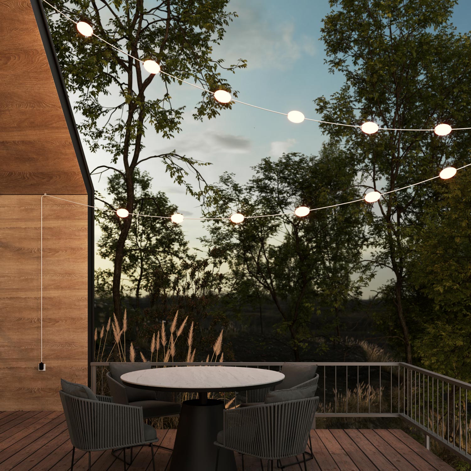 Catena luminosa 12 punti luce da esterno IP67 Bianco sabbia - Marina12