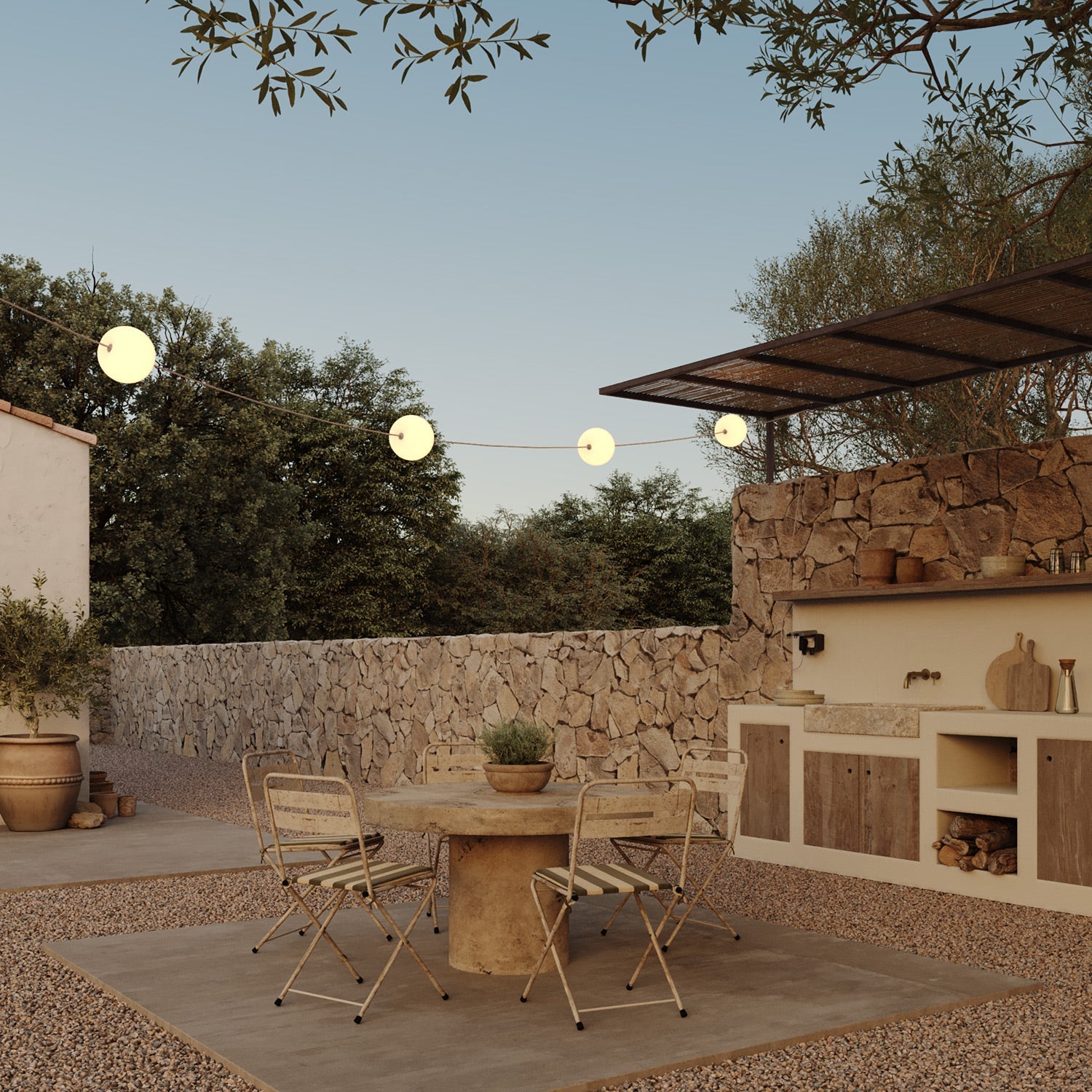 Catena luminosa 4 punti luce da esterno IP67 Desert Brown - Marina4 Cherry 140 cm