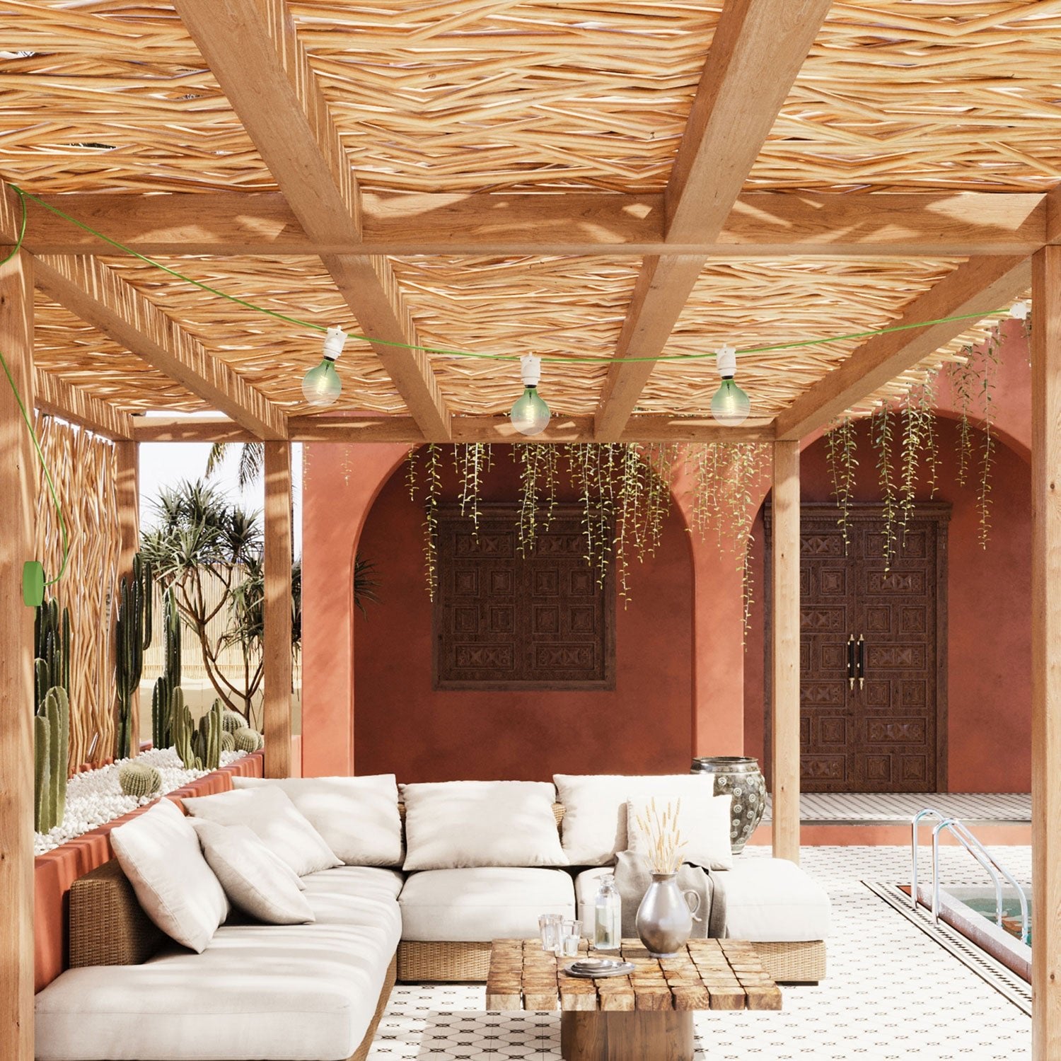 Catenaria Modulair da esterno IP65 con 3 luci e rosone - Bianco