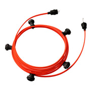 Catenaria Sistema Lumet da 7,5 m con cavo tessile CF15, 5 portalampada, gancio e spina neri