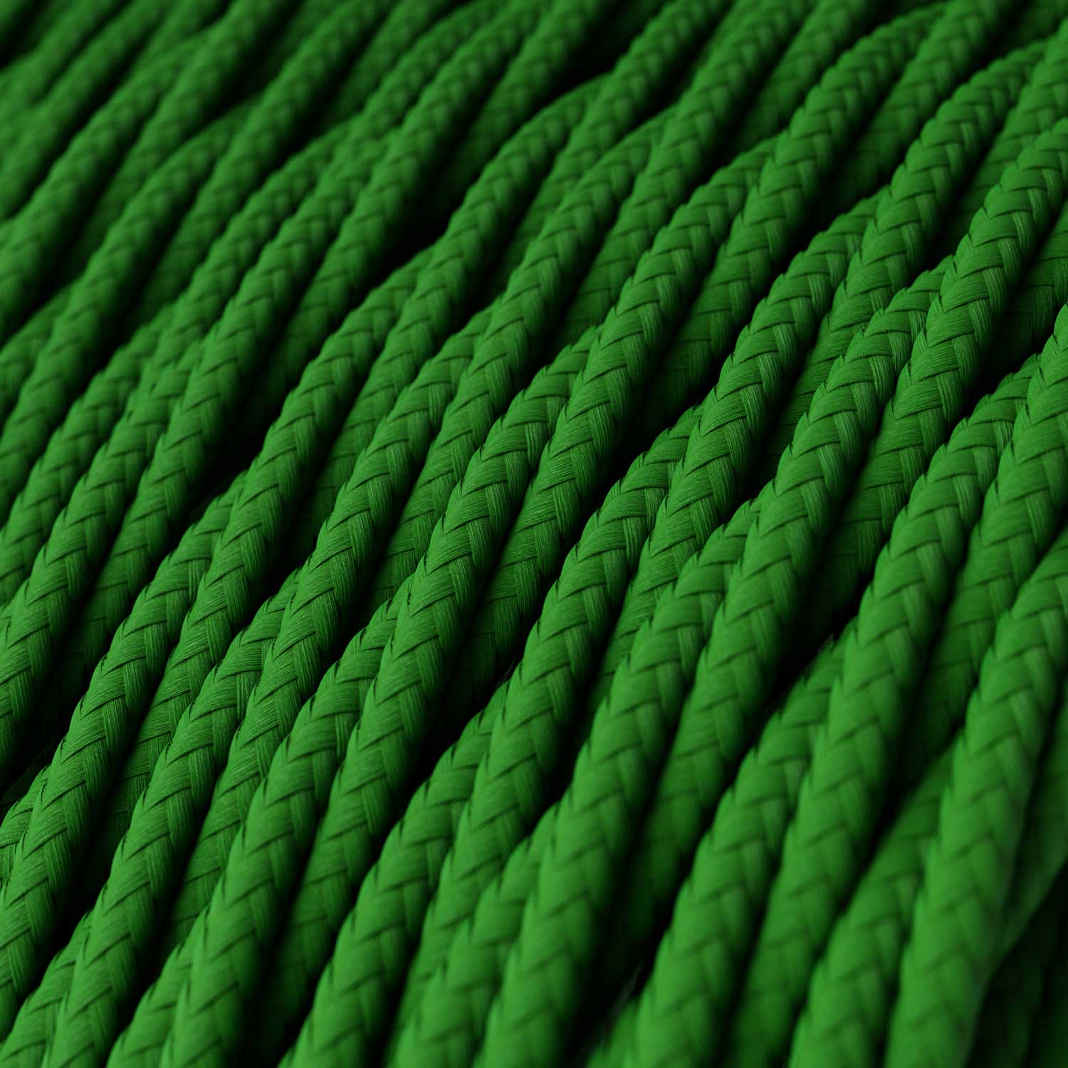 Cavo colorato in tessuto trecciato Verde Prato - L'Originale Creative Cables, per lampade e impianti a vista di design - TM06