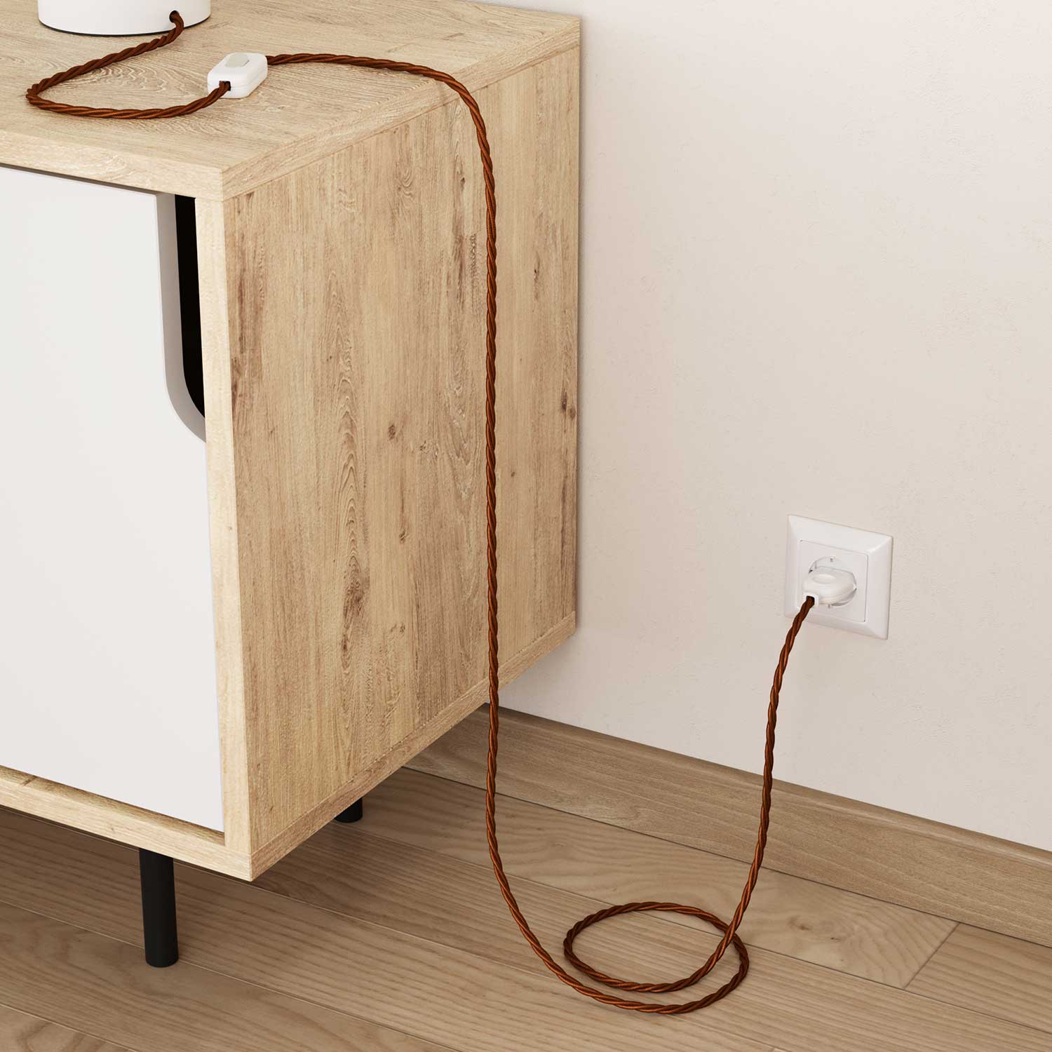 Cavo elettrico in tessuto trecciato color Whiskey - L'Originale Creative Cables, per lampade personalizzate - TM22
