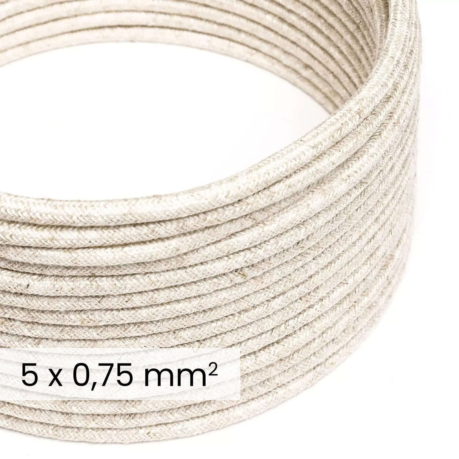 Cavo elettrico tessile DALI 5x0.75 mm² lino naturale bianco - Filo per illuminazione di design RN01