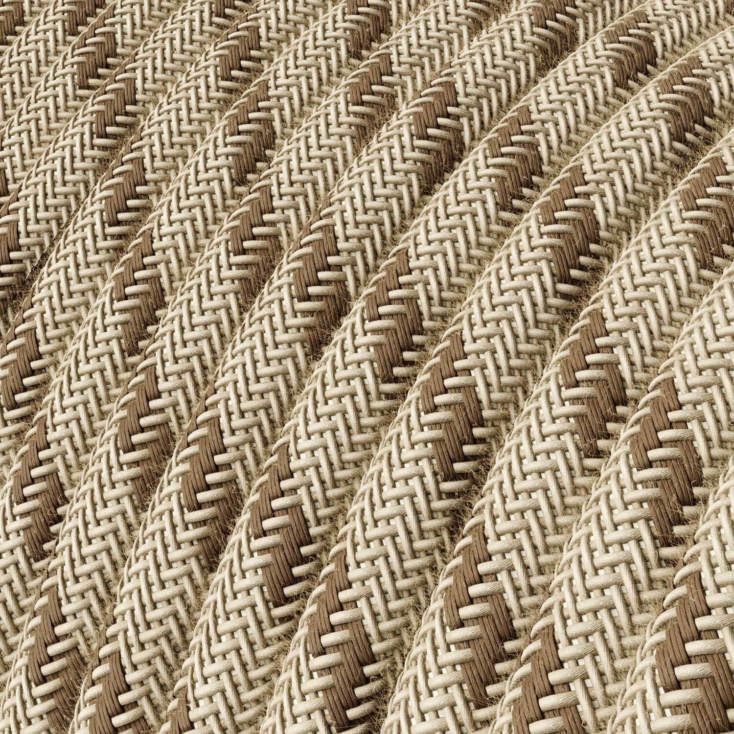 Cavo tessile Corteccia e Beige Stripes - L'Originale Creative Cables, ottimo per lampade DIY - RD53