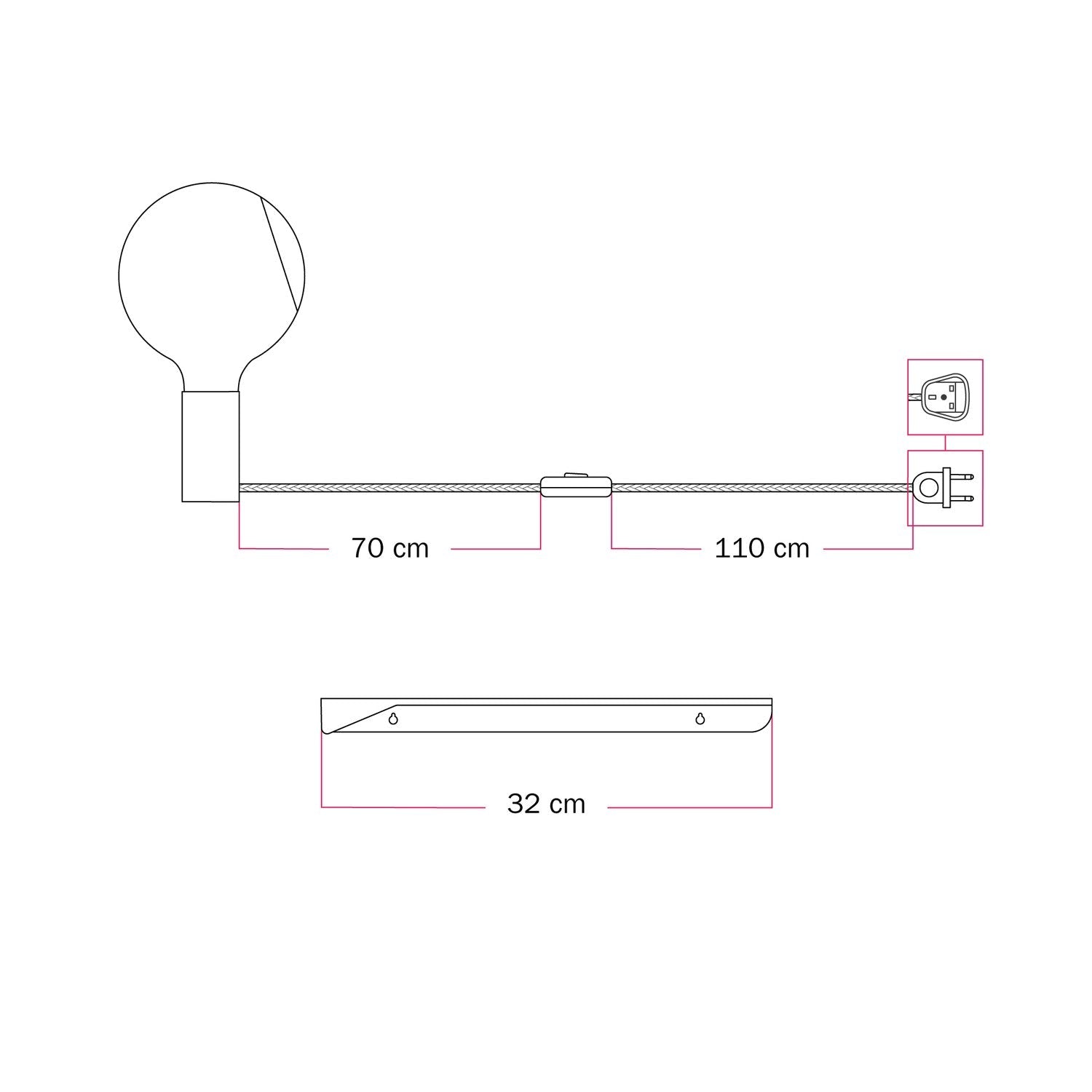 Combo Camo - Lampada con mensola - Panna - Creative Cables
