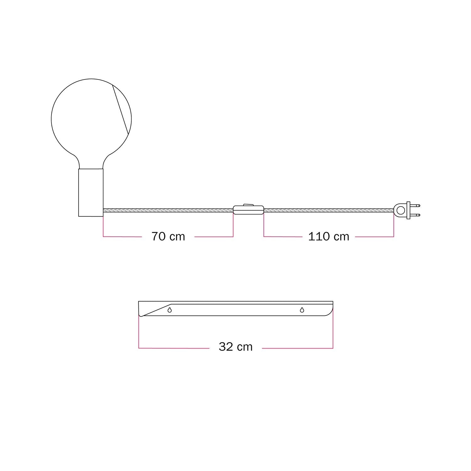 Combo Camo - Lampada con mensola - Rosso - Creative Cables