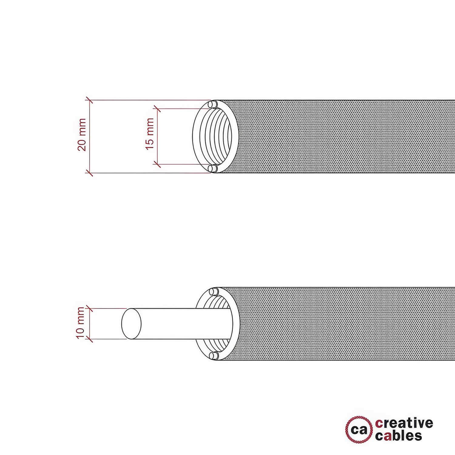 Creative-Tube, diametro 20 mm, rivestito in tessuto RN06 Juta, canalina passacavi modellabile