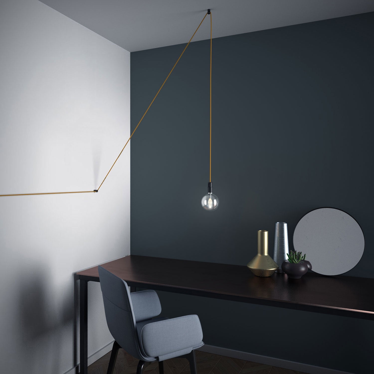 Decentratore, gancio a 'V' a soffitto o parete per cavo elettrico tessile - Nero