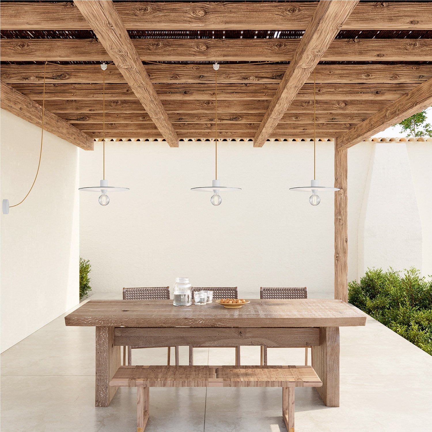 E-Snake Modulair Lampada da esterno IP65 a 3 luci con rosone e paralumi - Bianco