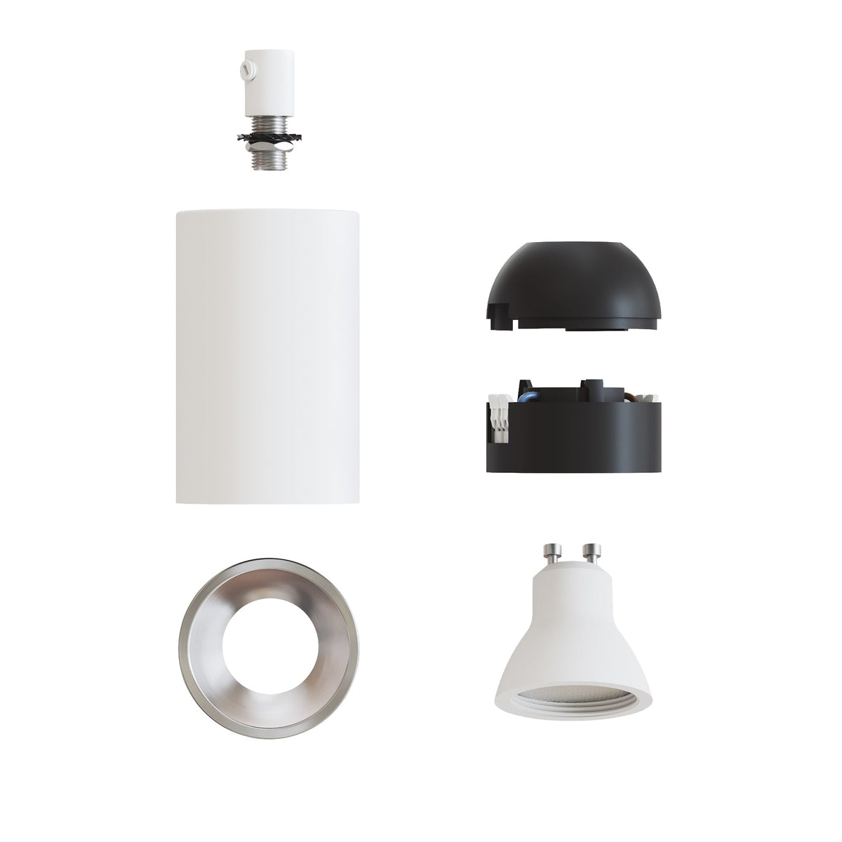 Faretto GU10 Spotlight LED Bispot - Bianco opaco / Titanio satinato