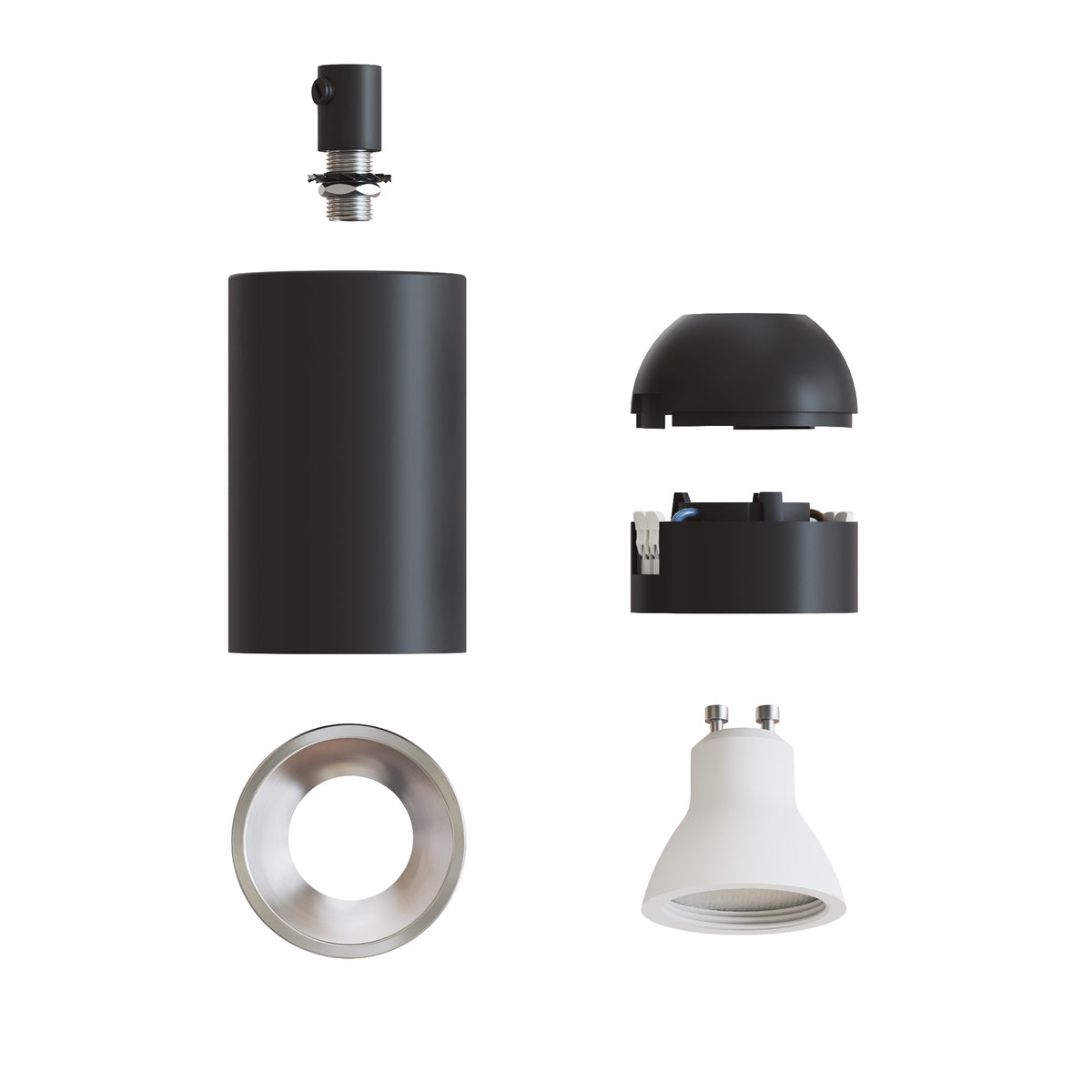 Faretto GU10 Spotlight LED Bispot - Nero / Titanio satinato