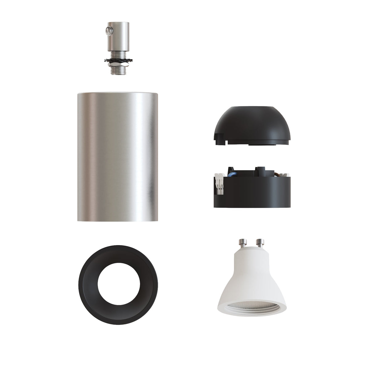 Faretto GU10 Spotlight LED Bispot - Titanio satinato / Nero