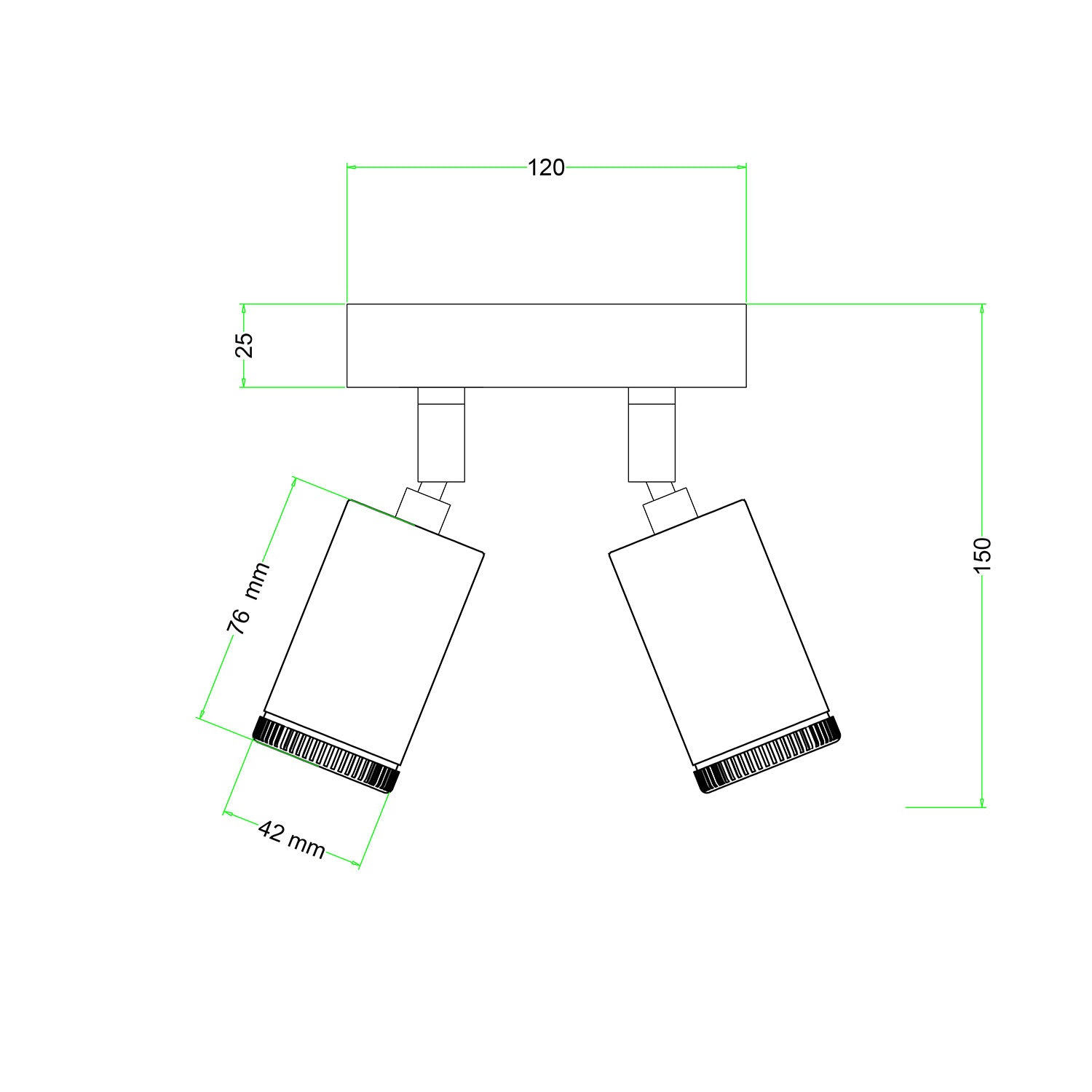 Fermaluce con 2 faretti orientabili Mini Spotlight GU1d0 - Verde prato