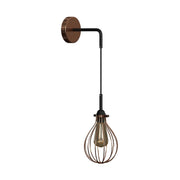 Fermaluce Metal con paralume Drop, lampada a muro in metallo con estensione curva e cavo tessile - Rame