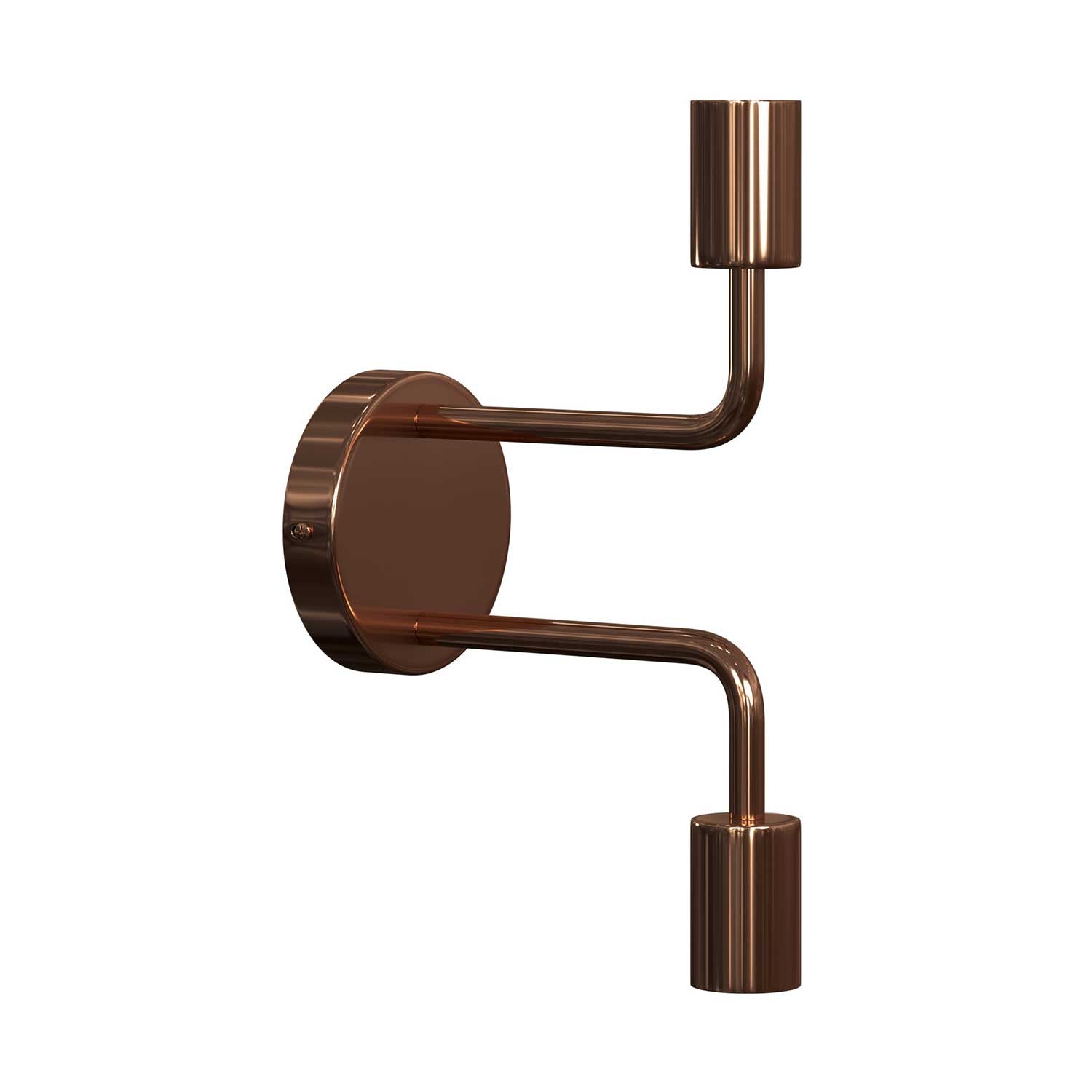 Fermaluce Metal, lampada a muro in metallo con doppia estensione curva - Rame