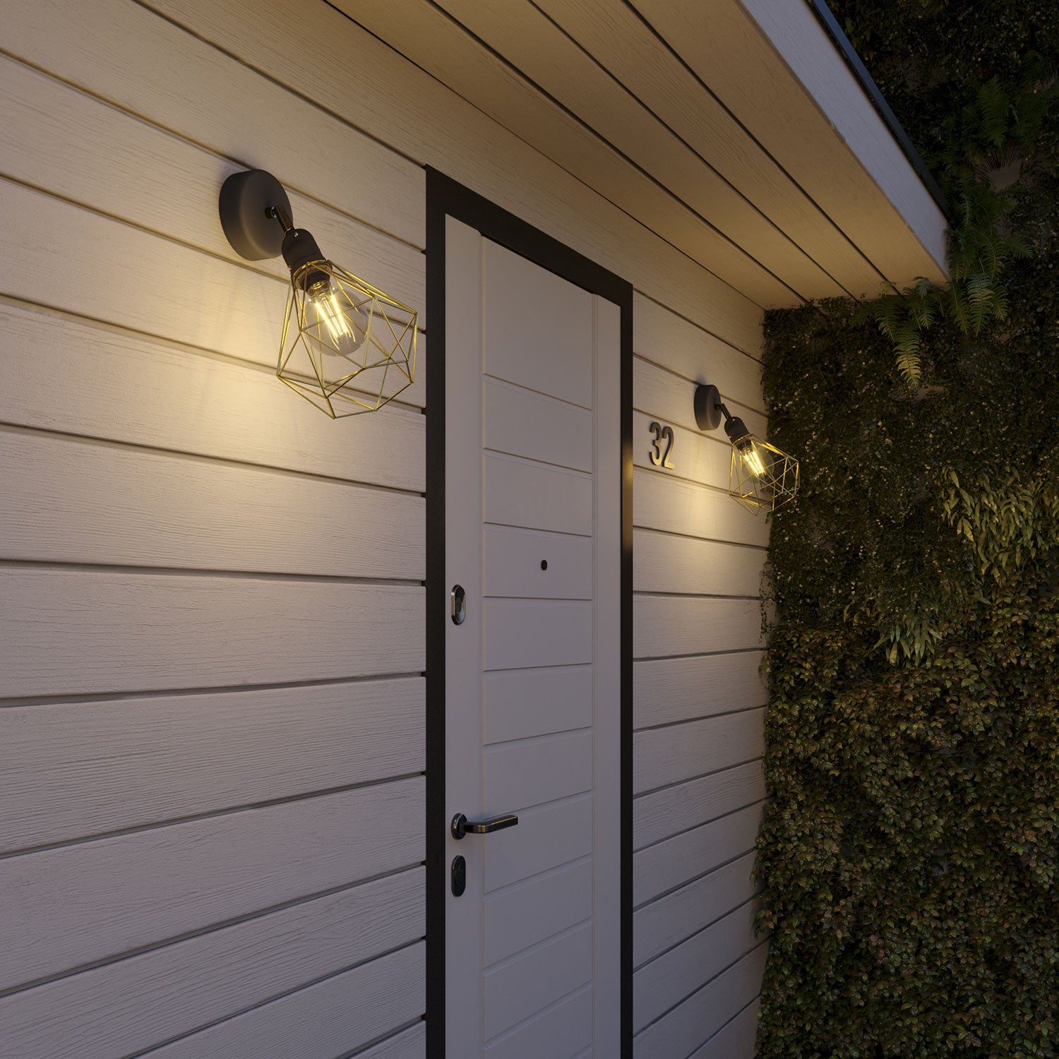 Fermaluce Modulair con snodo orientabile, paralume Diamond e portalampada IP65 waterproof - Ottone