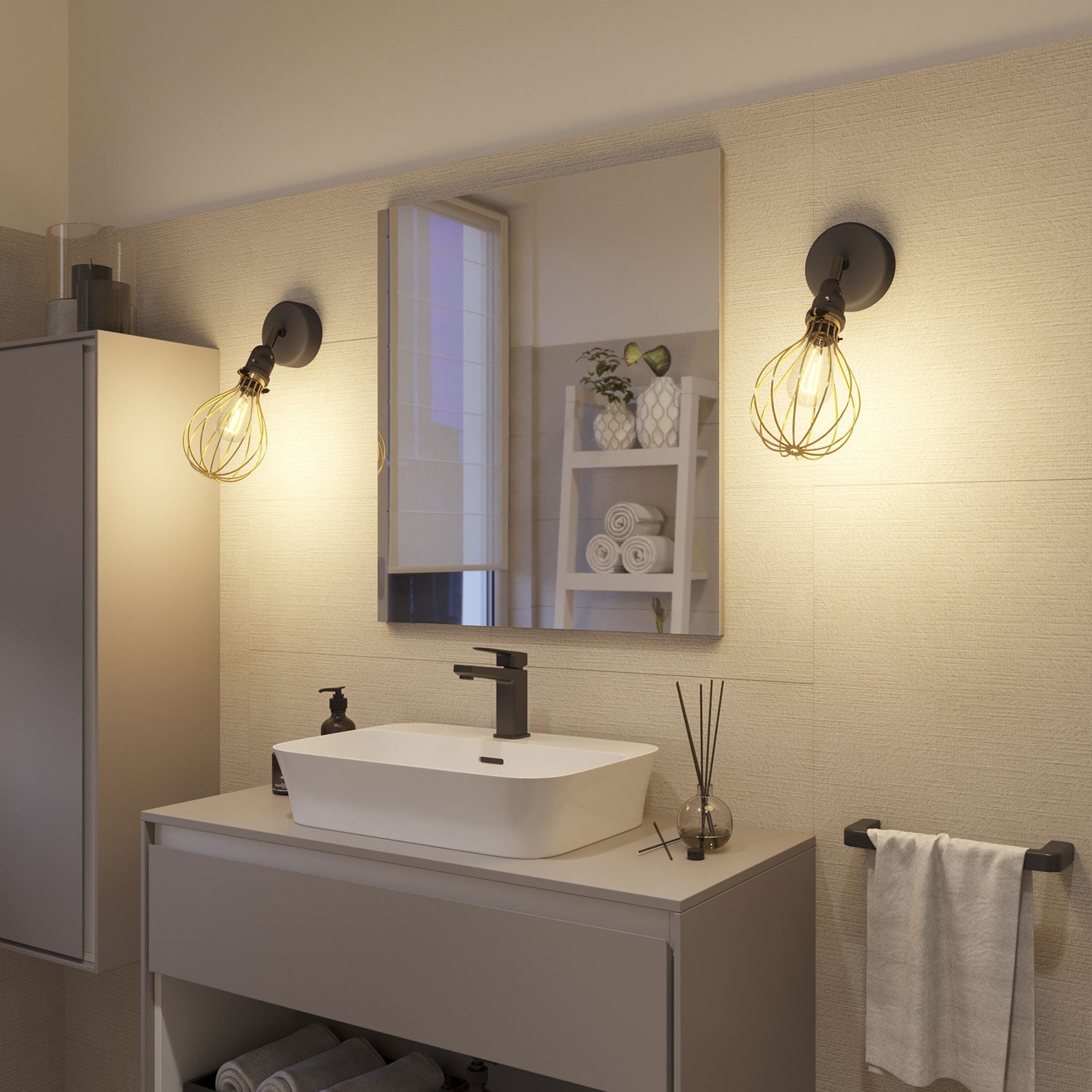 Fermaluce Modulair con snodo orientabile, paralume Drop e portalampada IP65 waterproof - Ottone