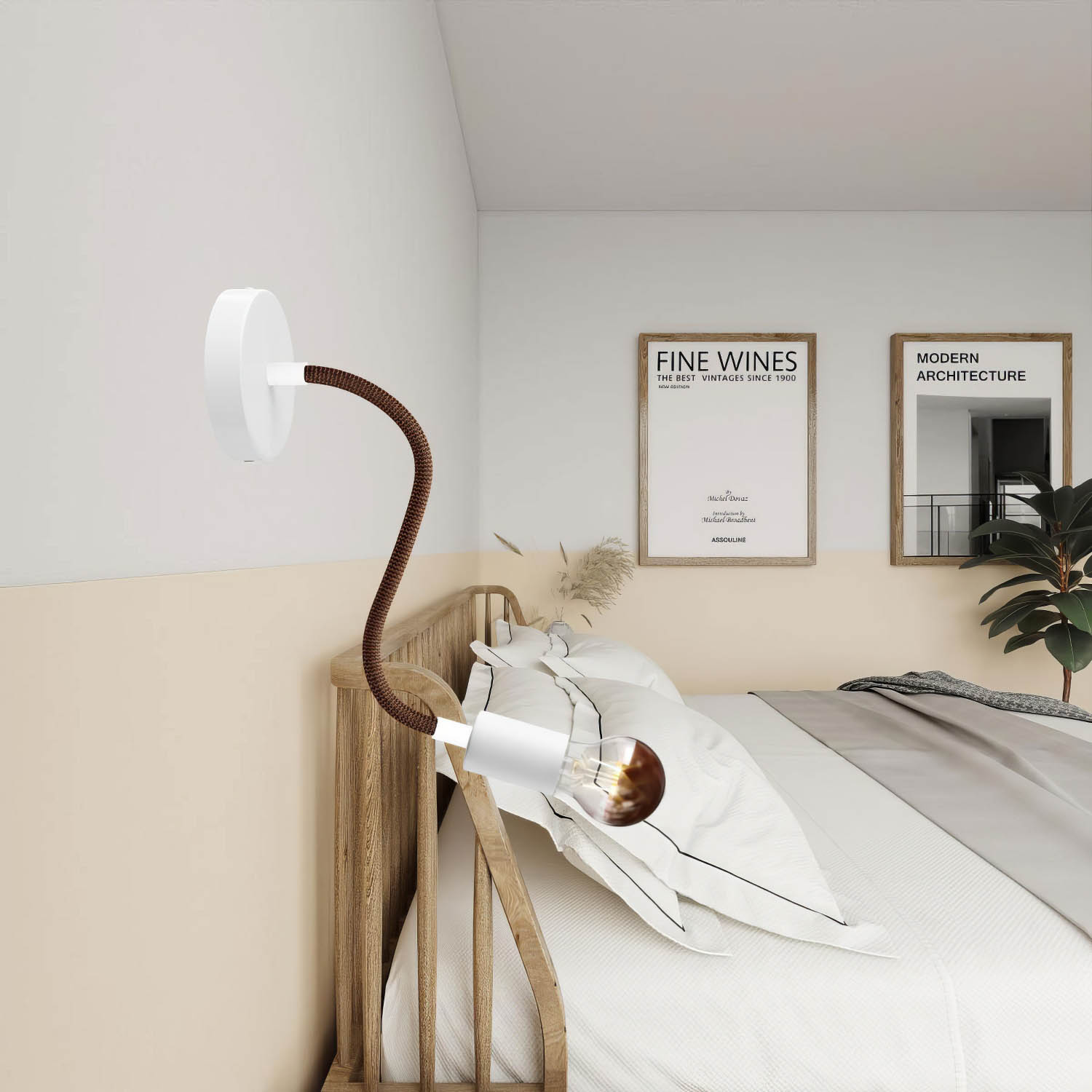 Kit Creative Flex tubo flessibile di estensione rivestito in tessuto RZ22 Nero Whiskey con terminali metallici Bianco opaco 30 cm