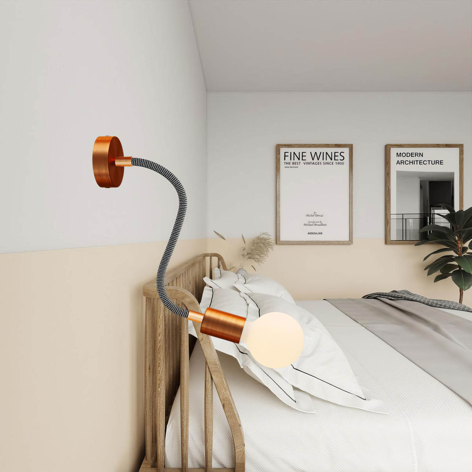 Kit Creative Flex tubo flessibile di estensione rivestito in tessuto RZ30 Nero Ferro con terminali metallici Rame satinato 30 cm