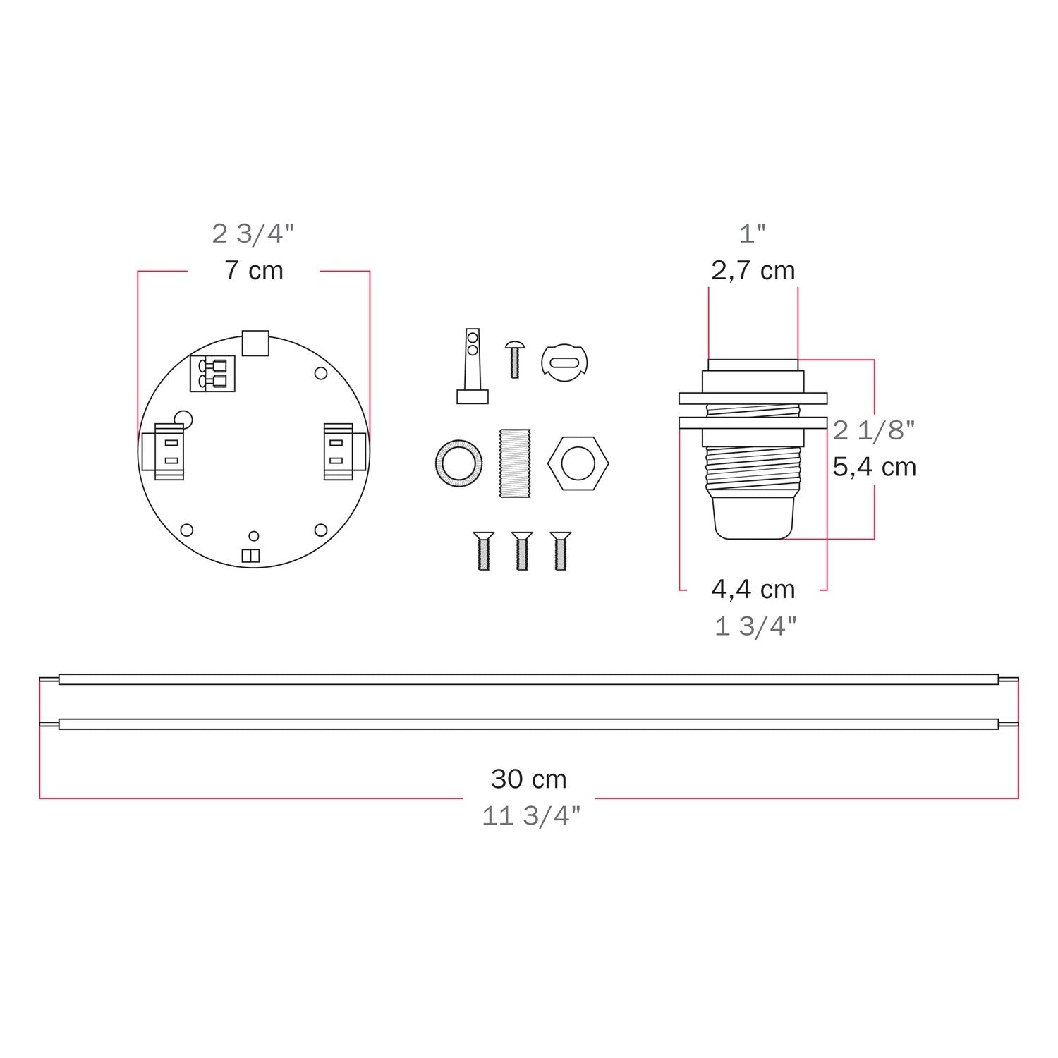 Kit elettronico per lampade a batteria 5V USB-C con portalampada E14 filettato - Nero