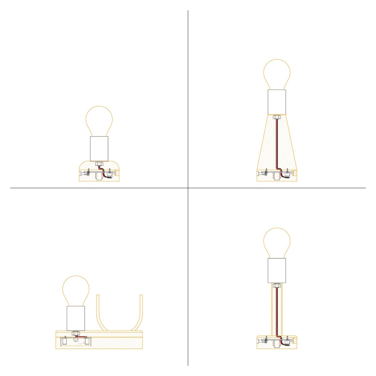 Kit elettronico per lampade a batteria 5V USB-C con portalampada E27 - Bronzo satinato