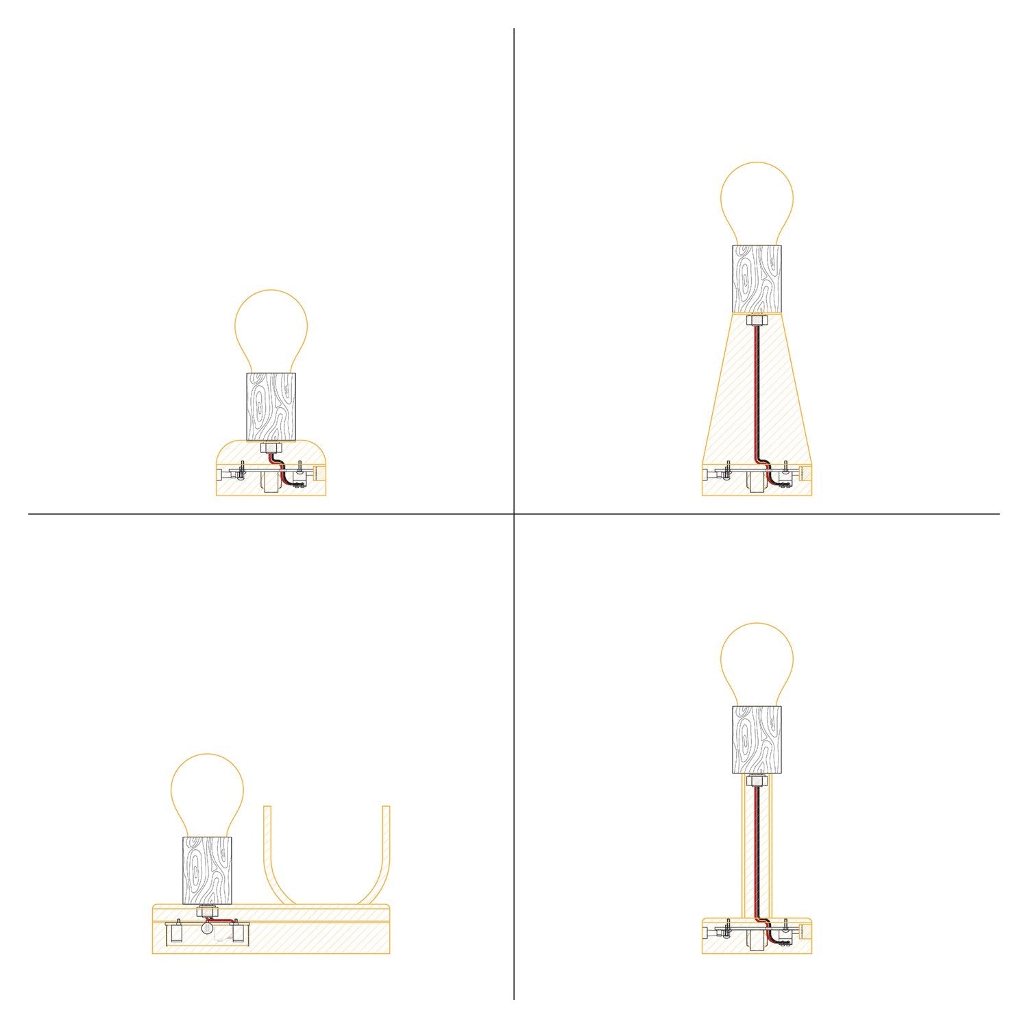 Kit elettronico per lampade a batteria 5V USB-C con portalampada E27 in legno - Neutro