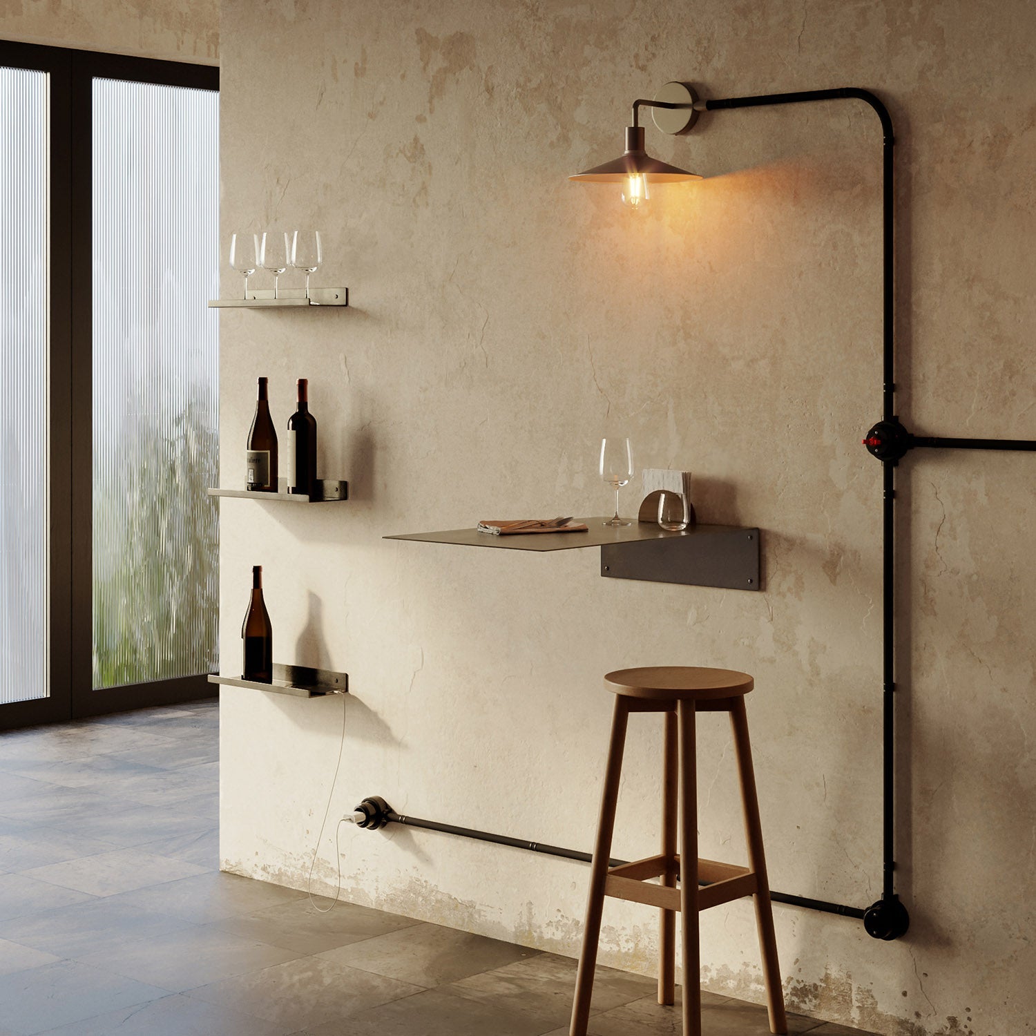 Kit interruttore/deviatore con manopola e base per Creative-Tubes in porcellana nera Rosso 2