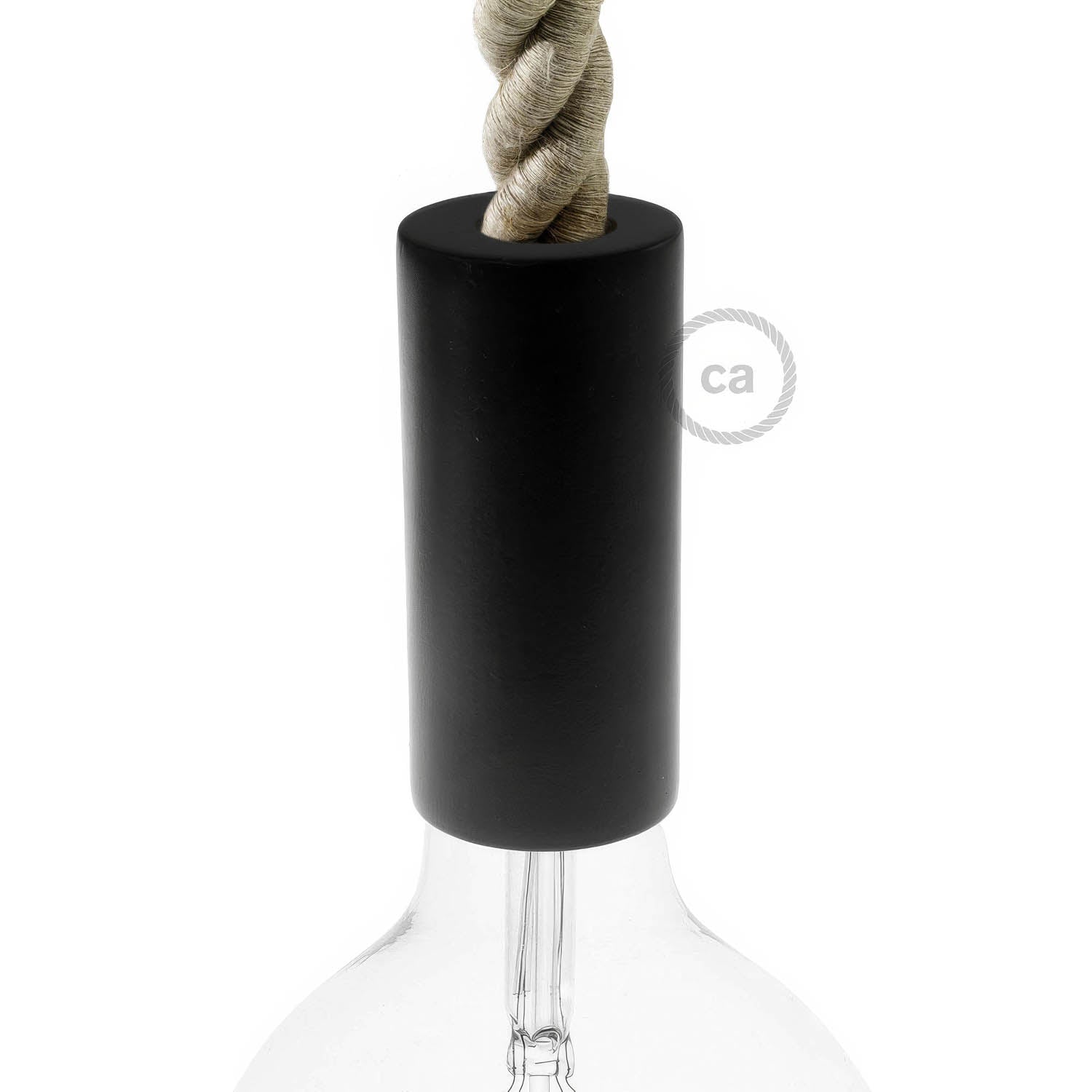 Kit portalampada E27 in legno per cordone 2XL - Nero