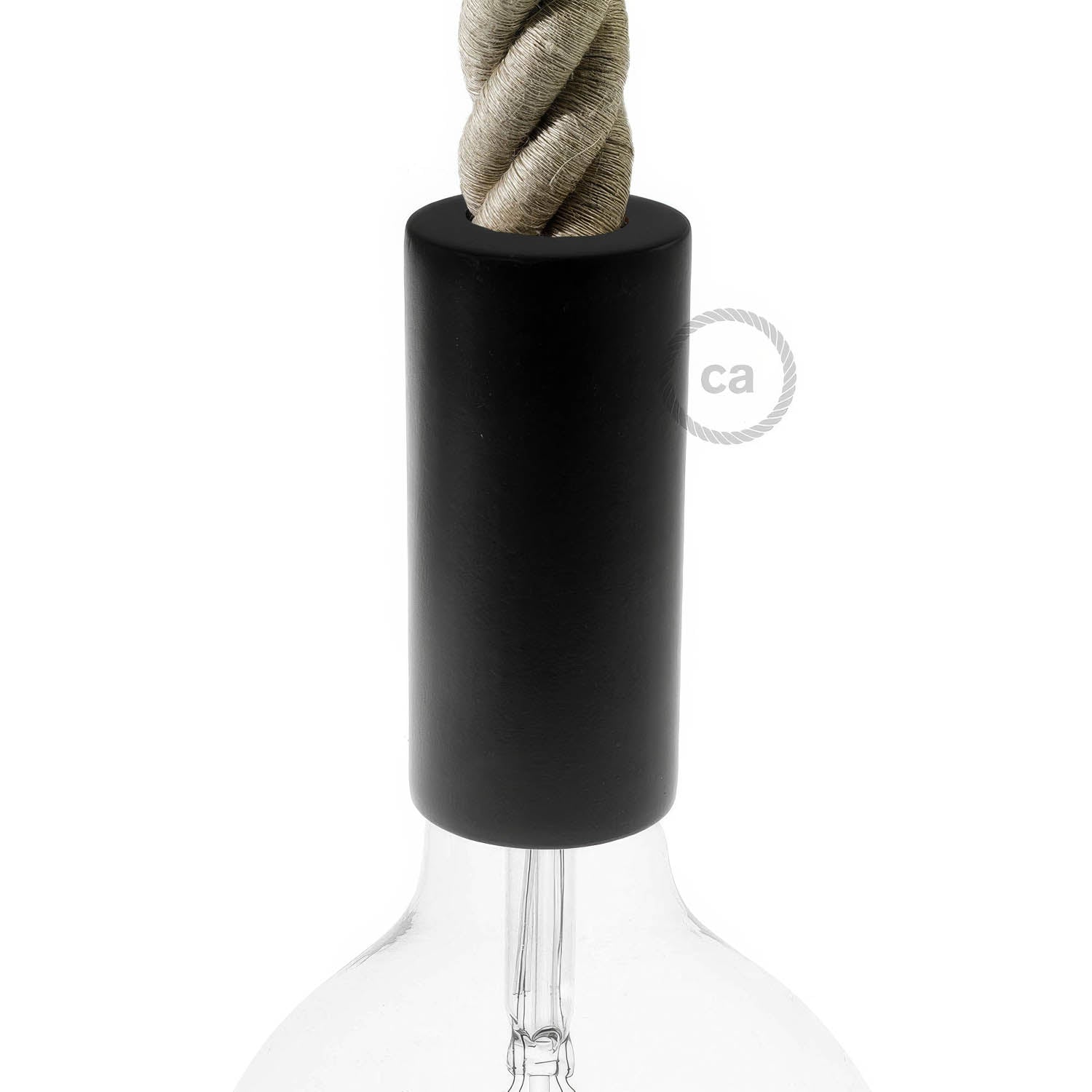 Kit portalampada E27 in legno per cordone 3XL - Nero