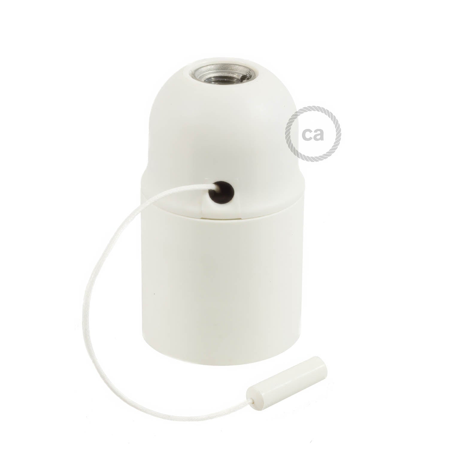 Kit portalampada E27 in termoplastica con interruttore a tirante - Bianco