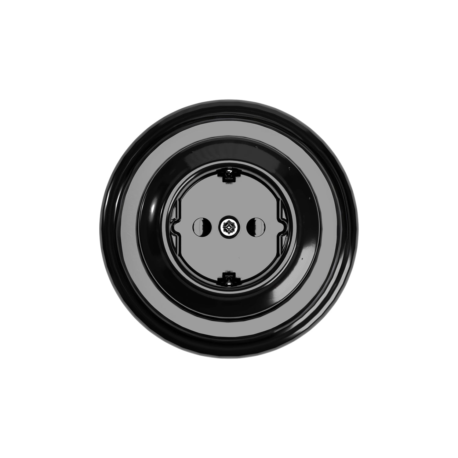 Kit presa Schuko da parete e base in porcellana - Nero