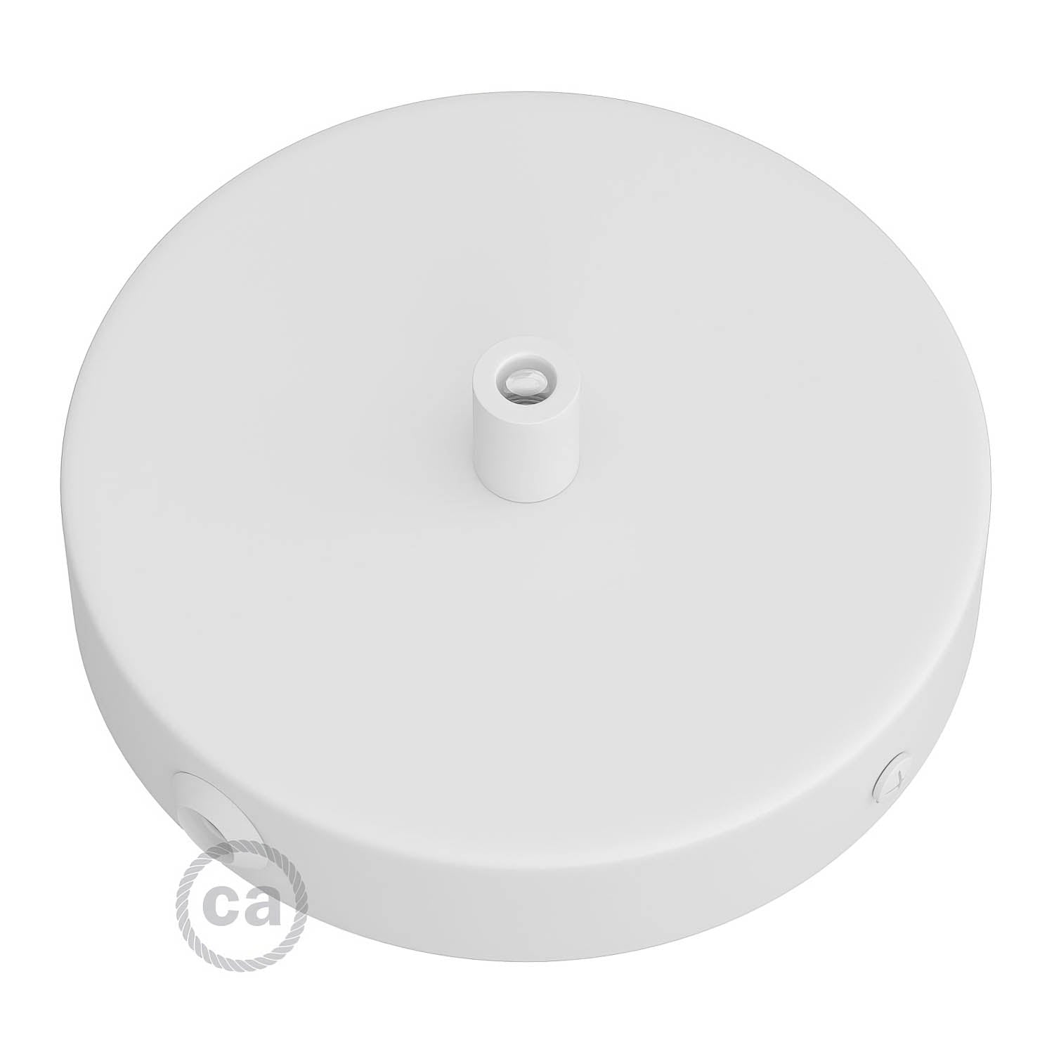 Kit rosone cilindrico in metallo a 1 foro centrale e 2 fori laterali - Bianco opaco Cilindrico