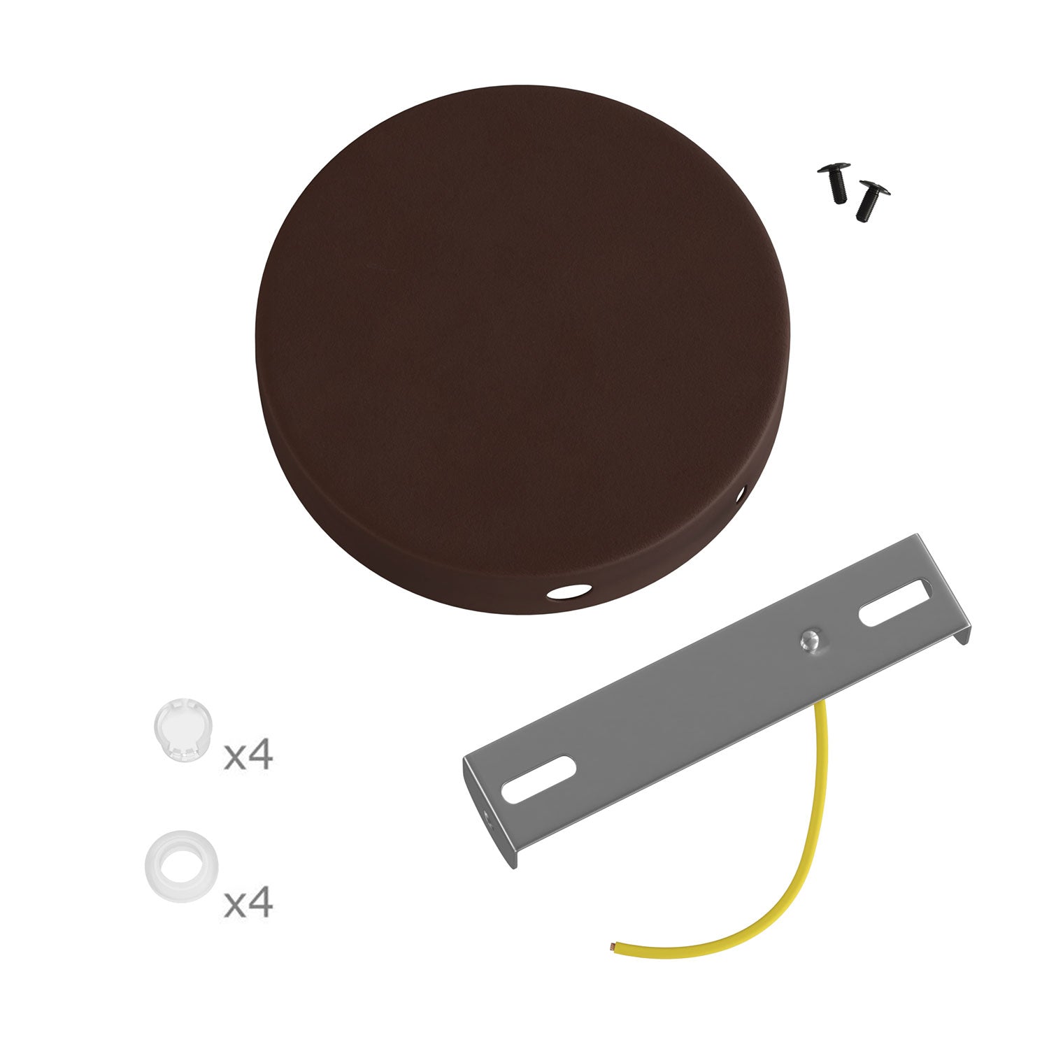 Kit rosone cilindrico in metallo a 4 fori laterali (scatola di derivazione) - Ruggine scura verniciata