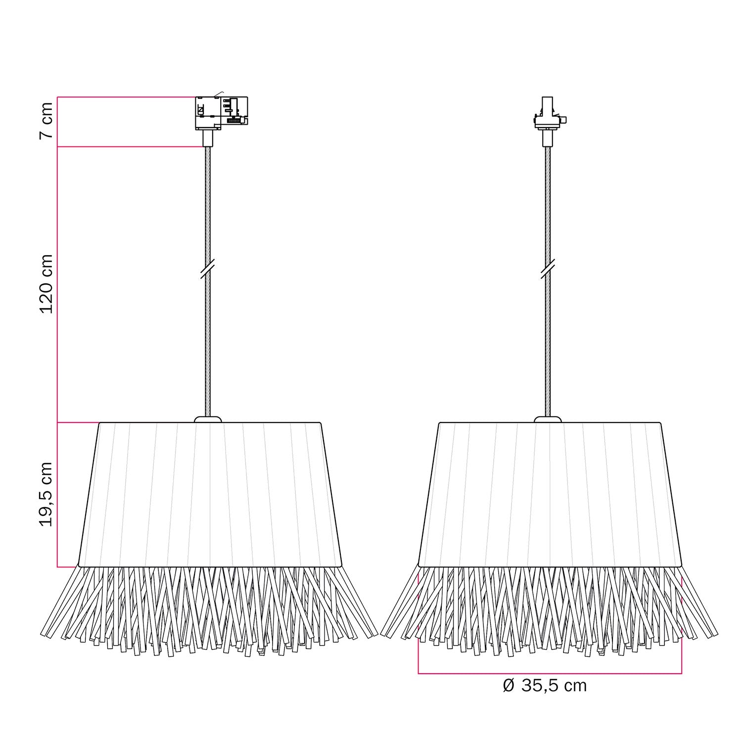 Lampada a binario con paralume in rafia Honolulu - Neutro