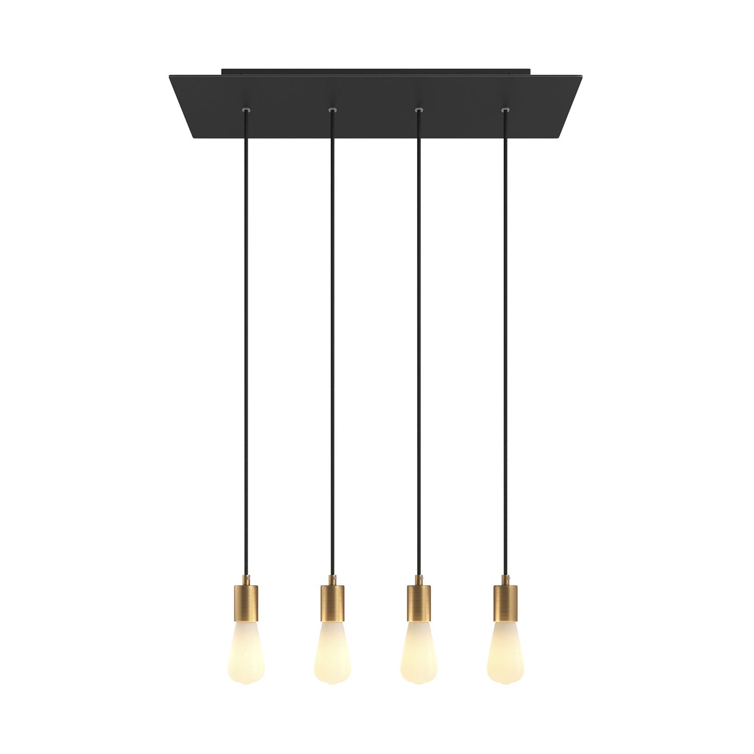 Lampada a sospensione a 4 cadute con XXL Rose-One rettangolare 675 mm con finiture in metallo - Nero opaco