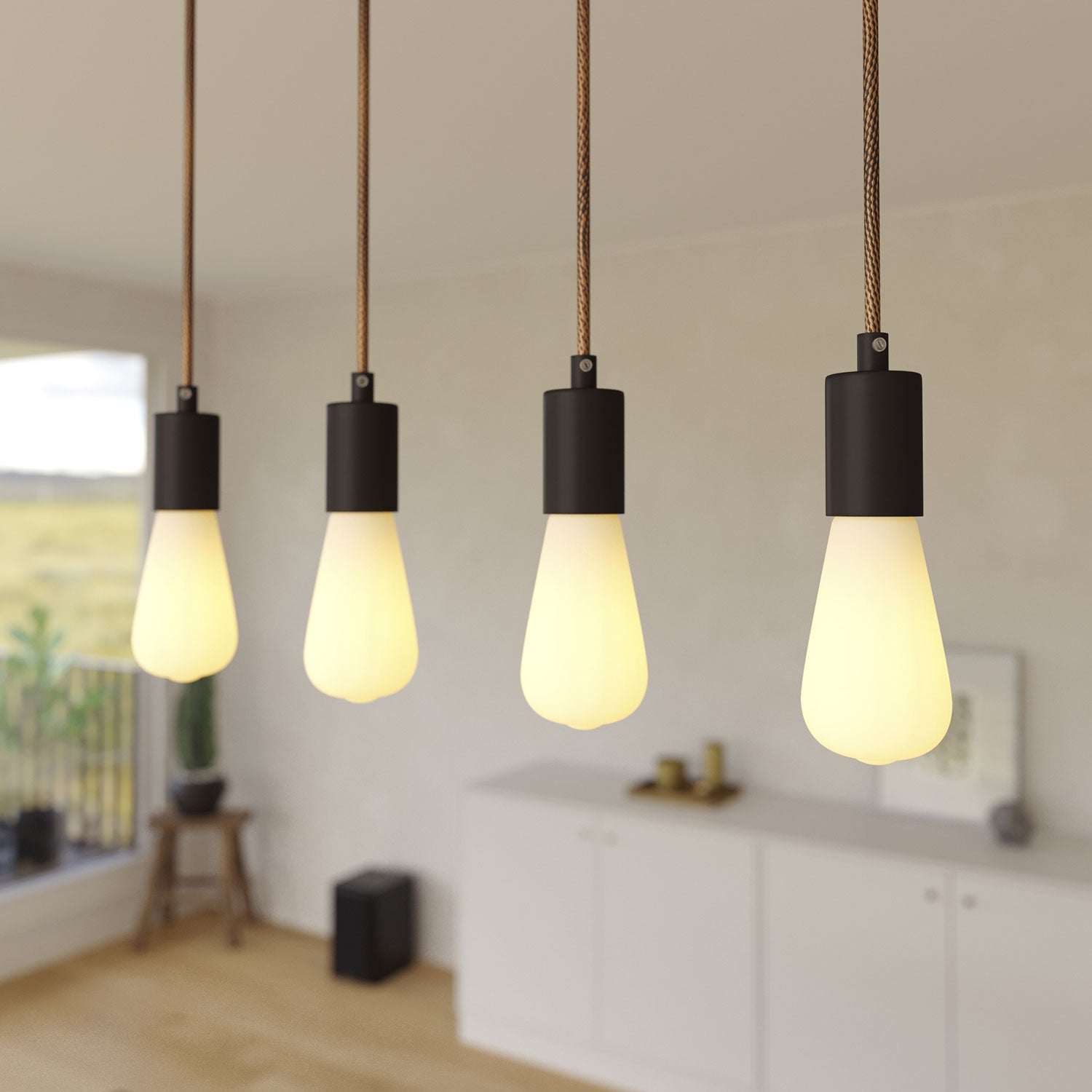 Lampada a sospensione a 4 cadute con XXL Rose-One rettangolare 675 mm con finiture in metallo - Rame satinato