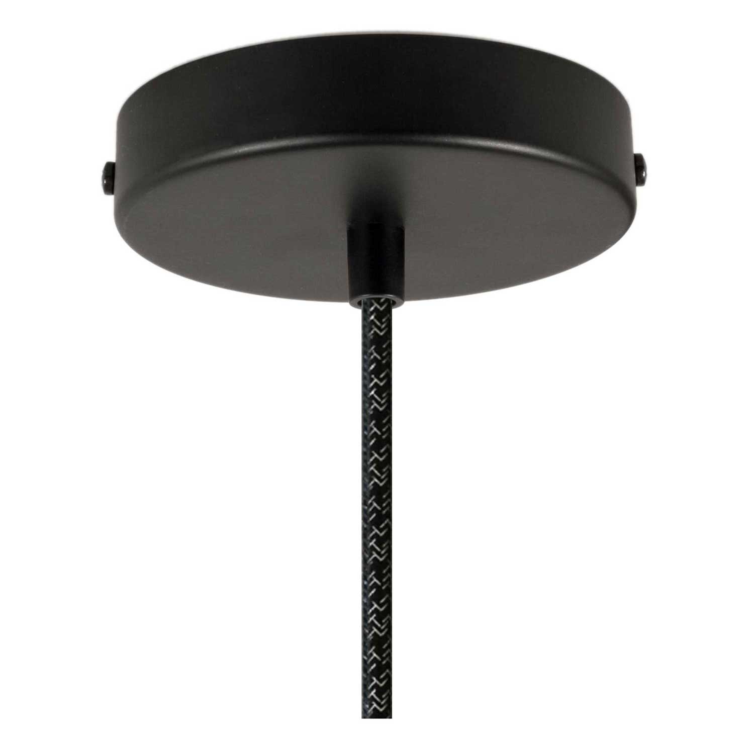 Lampada a sospensione completa di cavo tessile e paralume Campana XL in ceramica - Lavagna