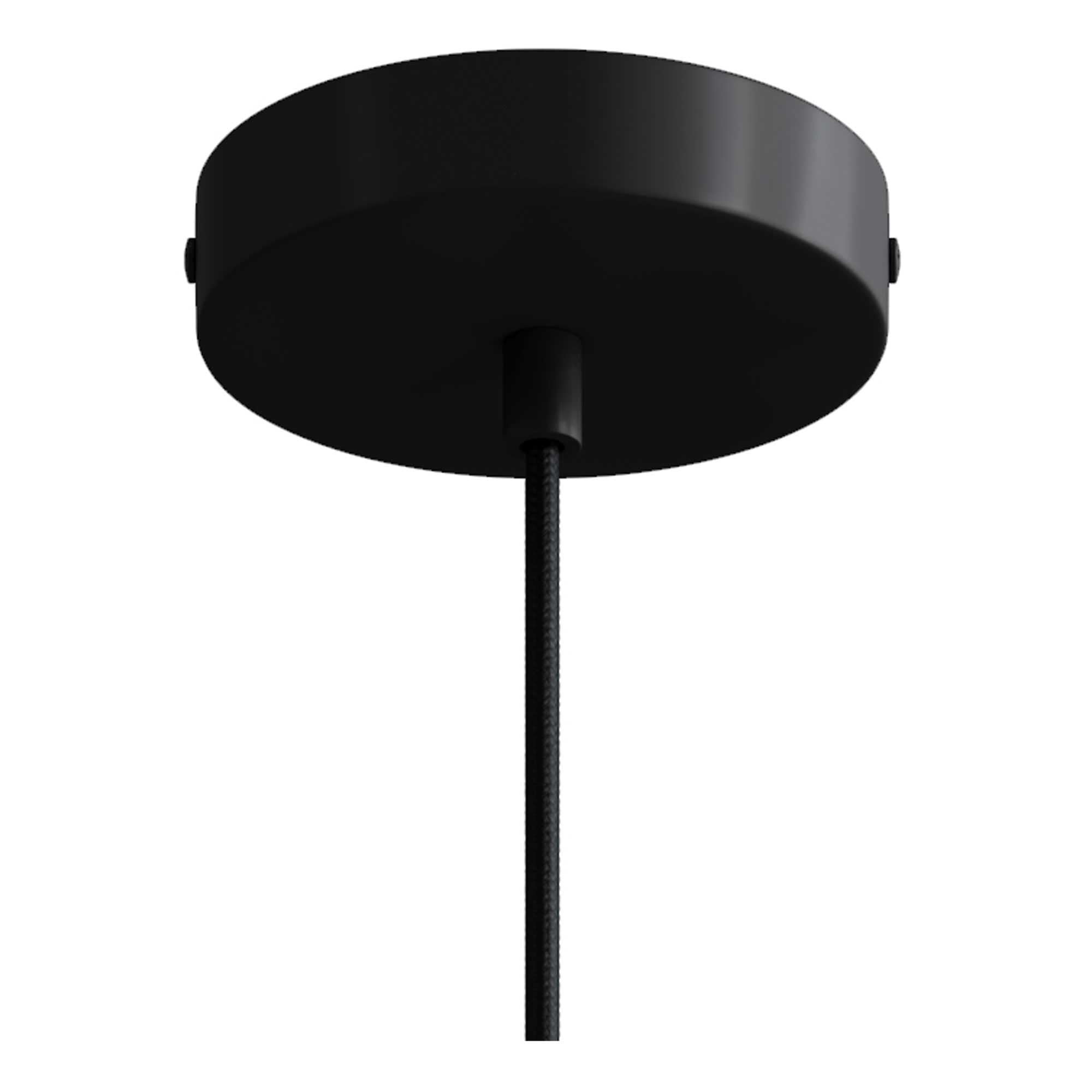 Lampada a sospensione completa di cavo tessile, portalampada E14 P-Light e finiture in metallo - Nero