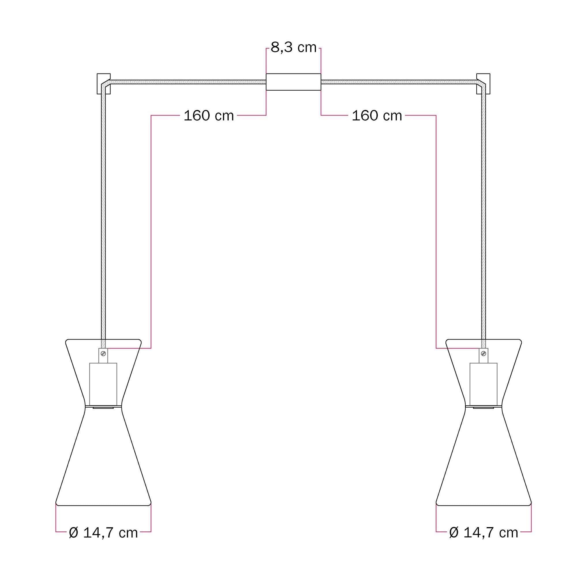 Lampada a sospensione con due cadute con Ghost Doppio cono - Nero