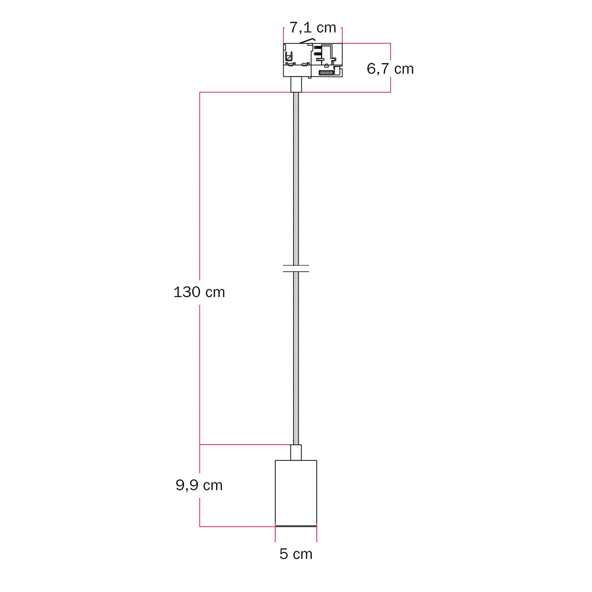 Lampada a sospensione con faretto GU10 Bispot per sistema a binario - Bronzo satinato / Nero Si Powergear